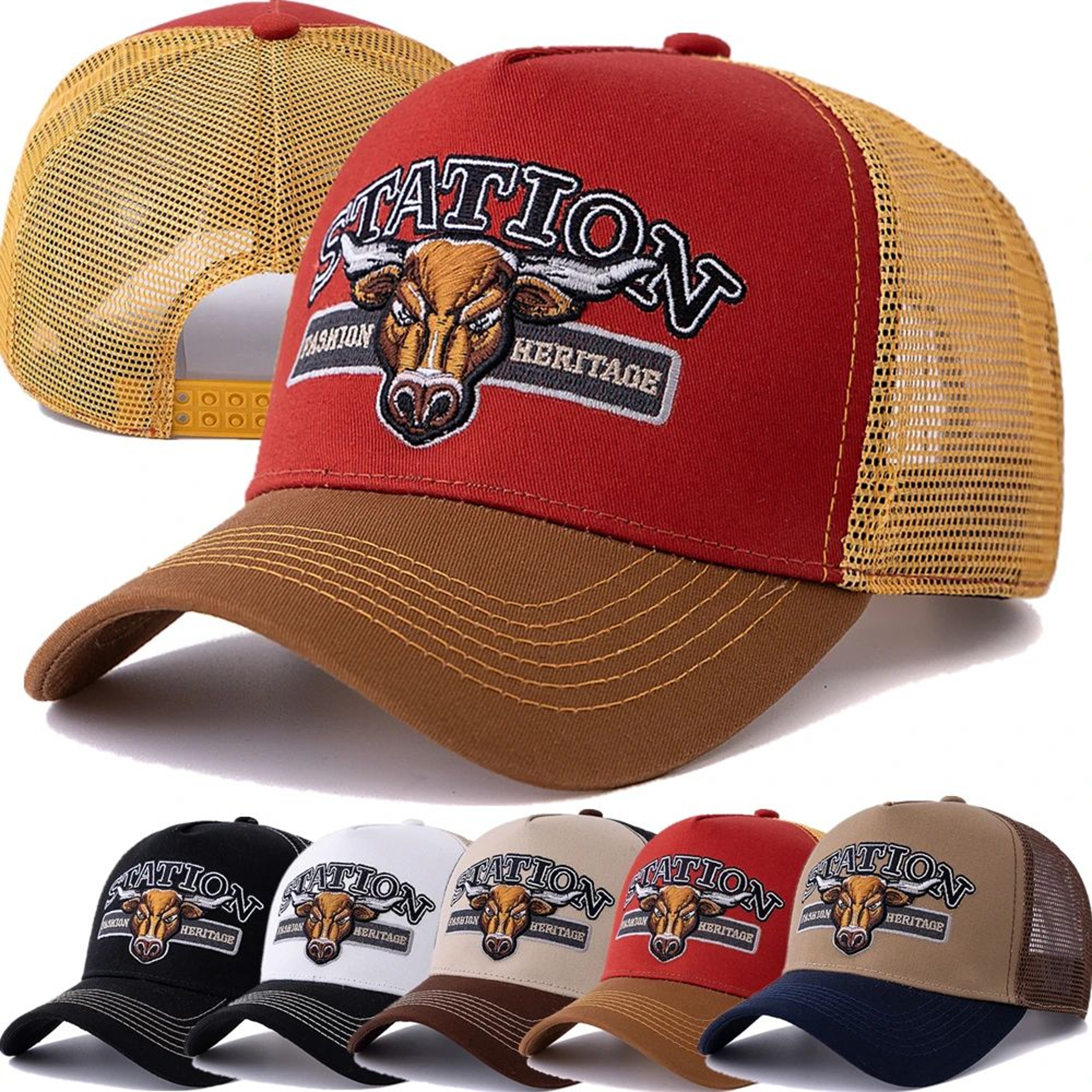 Bulls Head Mesh Trucker Hat  Adjustable Snapback Summer Baseball Cap 4