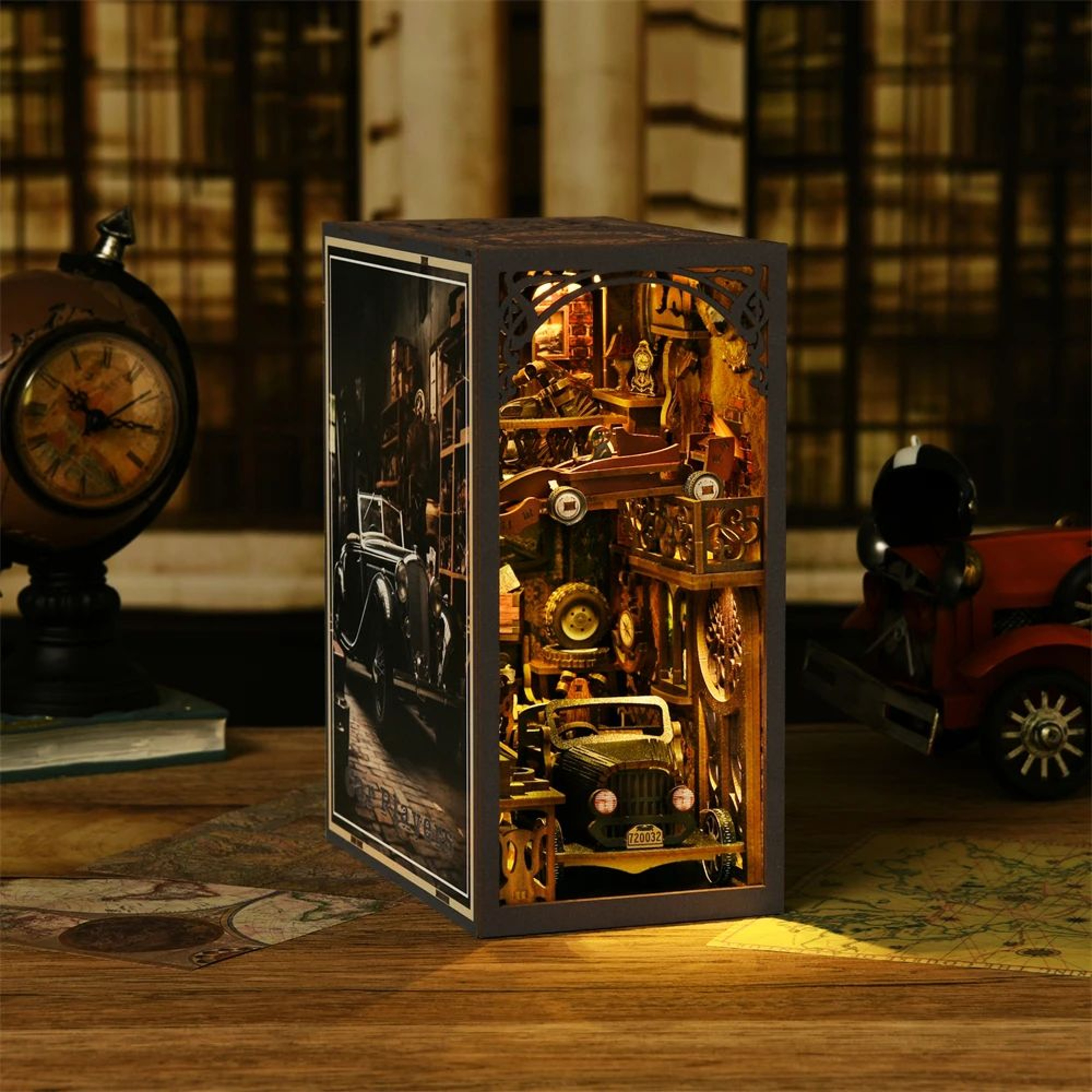 Classic Car F1 DIY Book Nook Kit  Wooden Puzzle Bookshelf Insert Model 2
