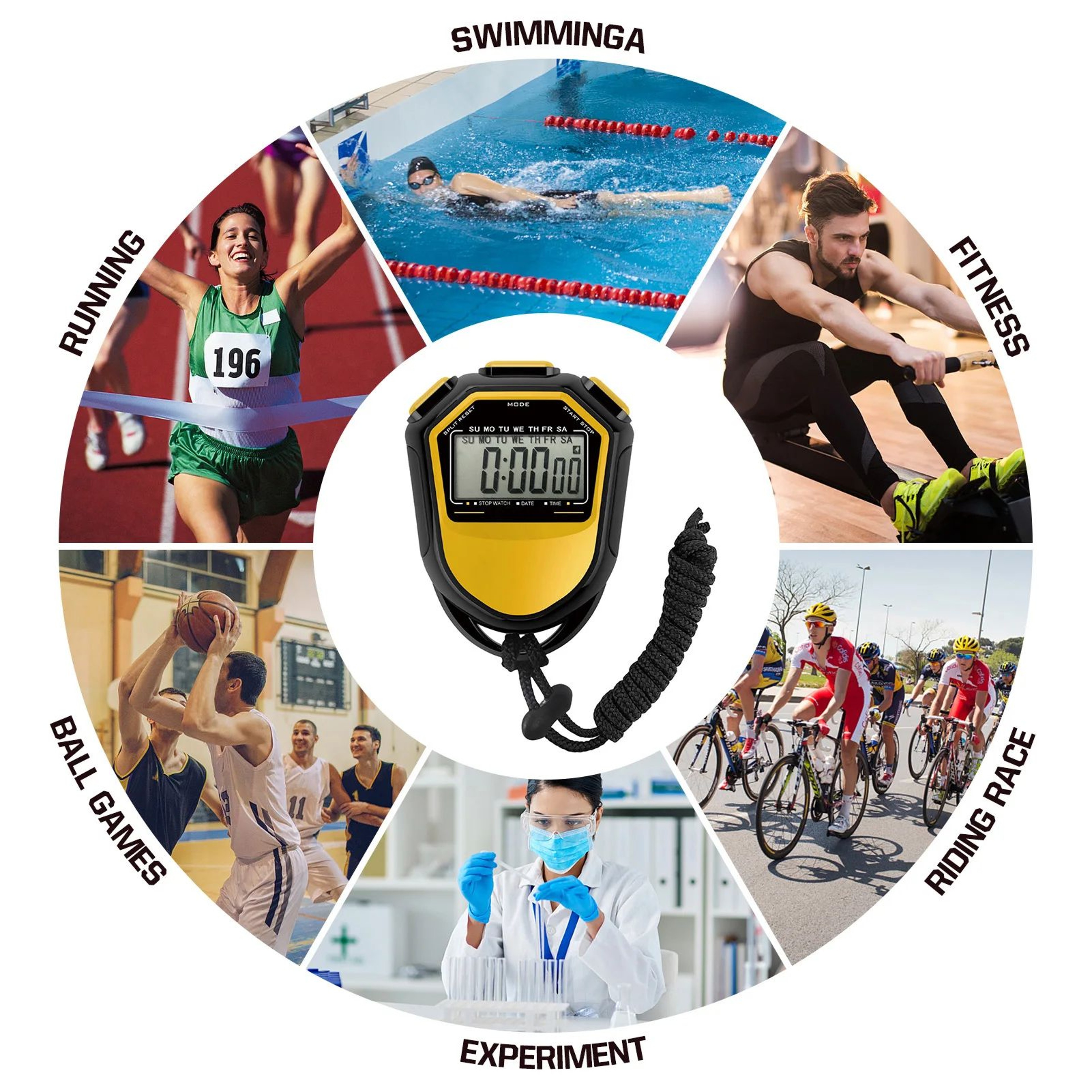 Digital Sports Stopwatch With Large LCD Display  Waterproof Handheld Timer For Training 3