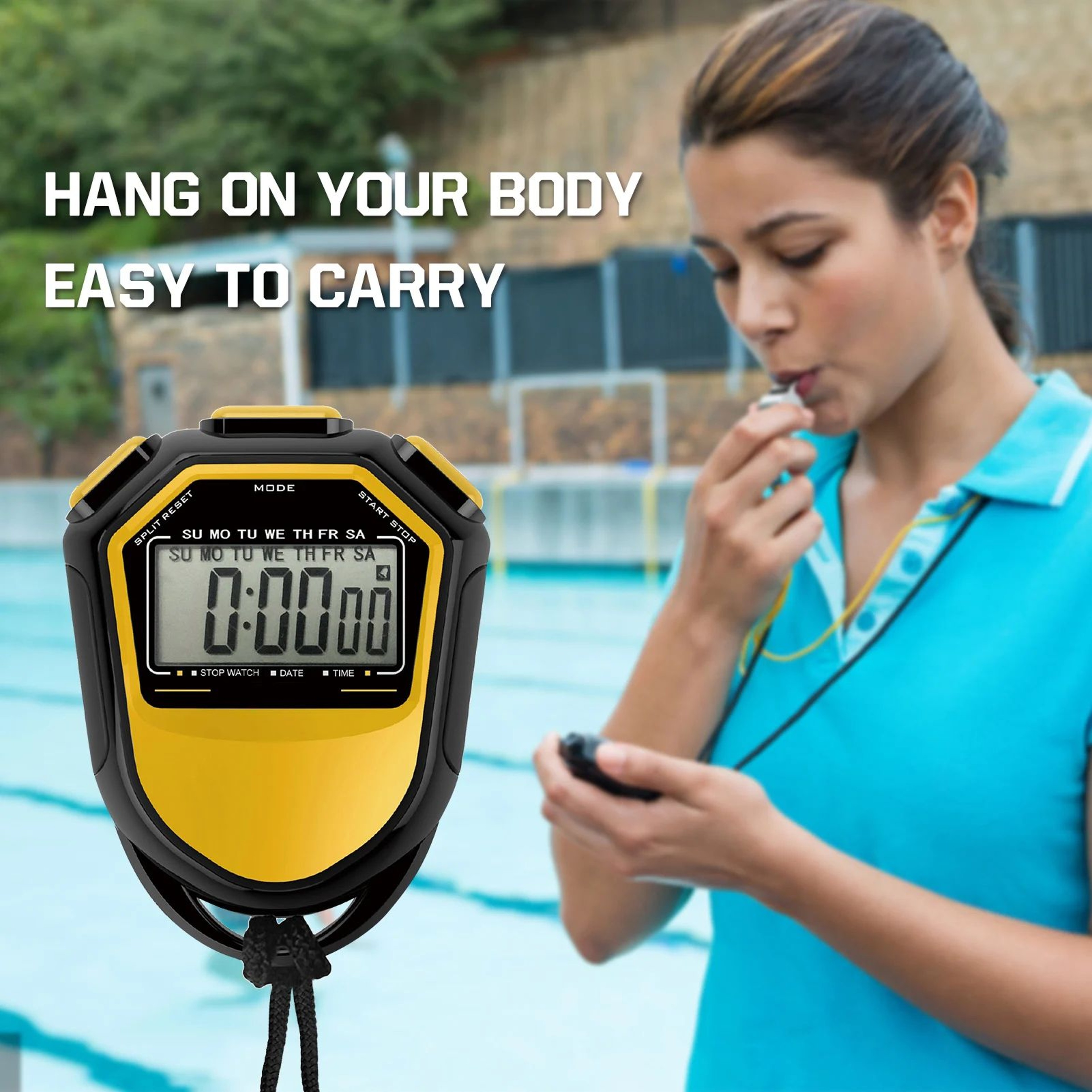 Digital Sports Stopwatch With Large LCD Display  Waterproof Handheld Timer For Training 5