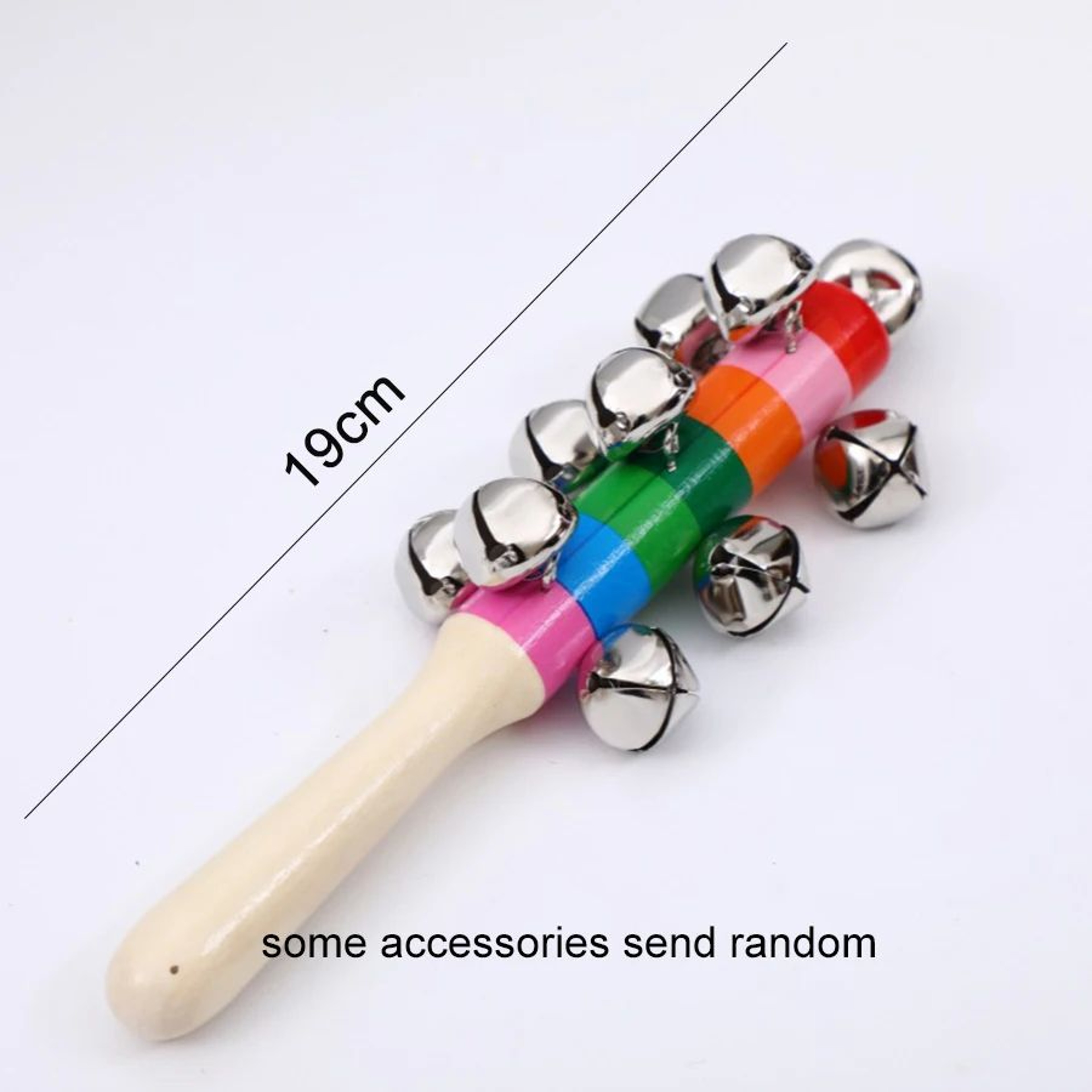 Colorful Rainbow Wooden Hand Bell Stick  Rhythm Musical Toy For Kids Party  KTV Fun 5