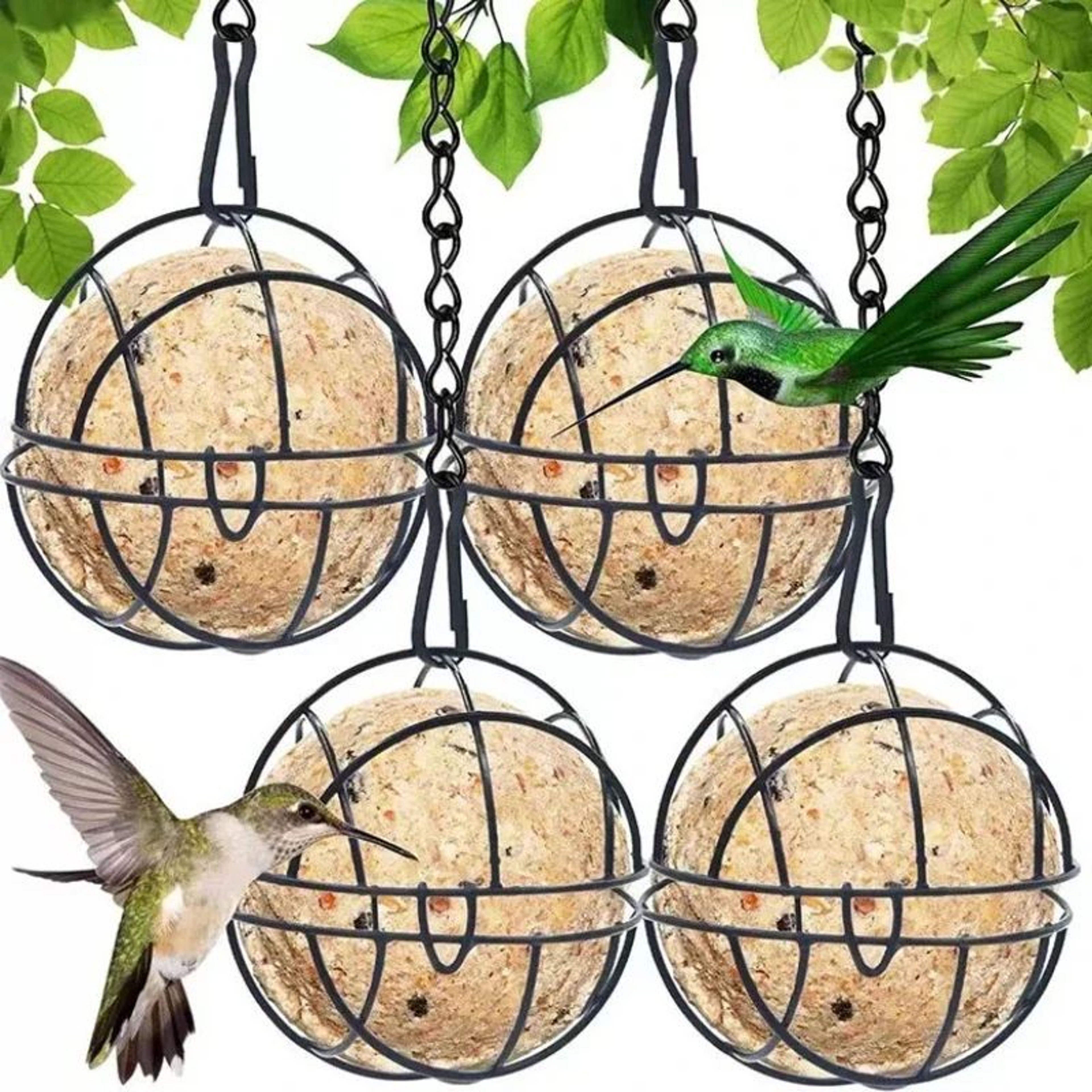 Metal Suet Ball Bird Feeder With Hanging Chain  SquirrelResistant Outdoor Garden Bird Feeder 2