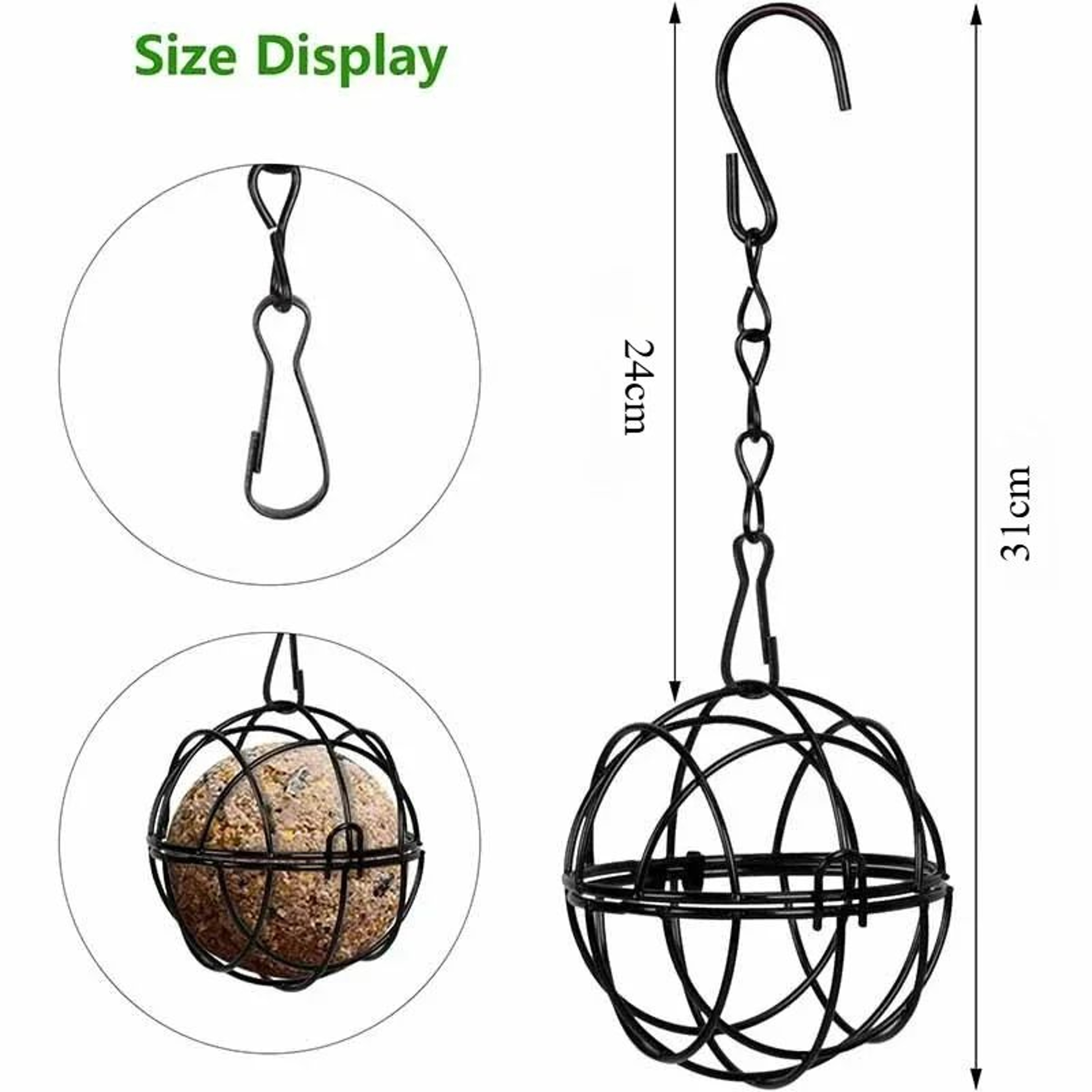 Metal Suet Ball Bird Feeder With Hanging Chain  SquirrelResistant Outdoor Garden Bird Feeder 4
