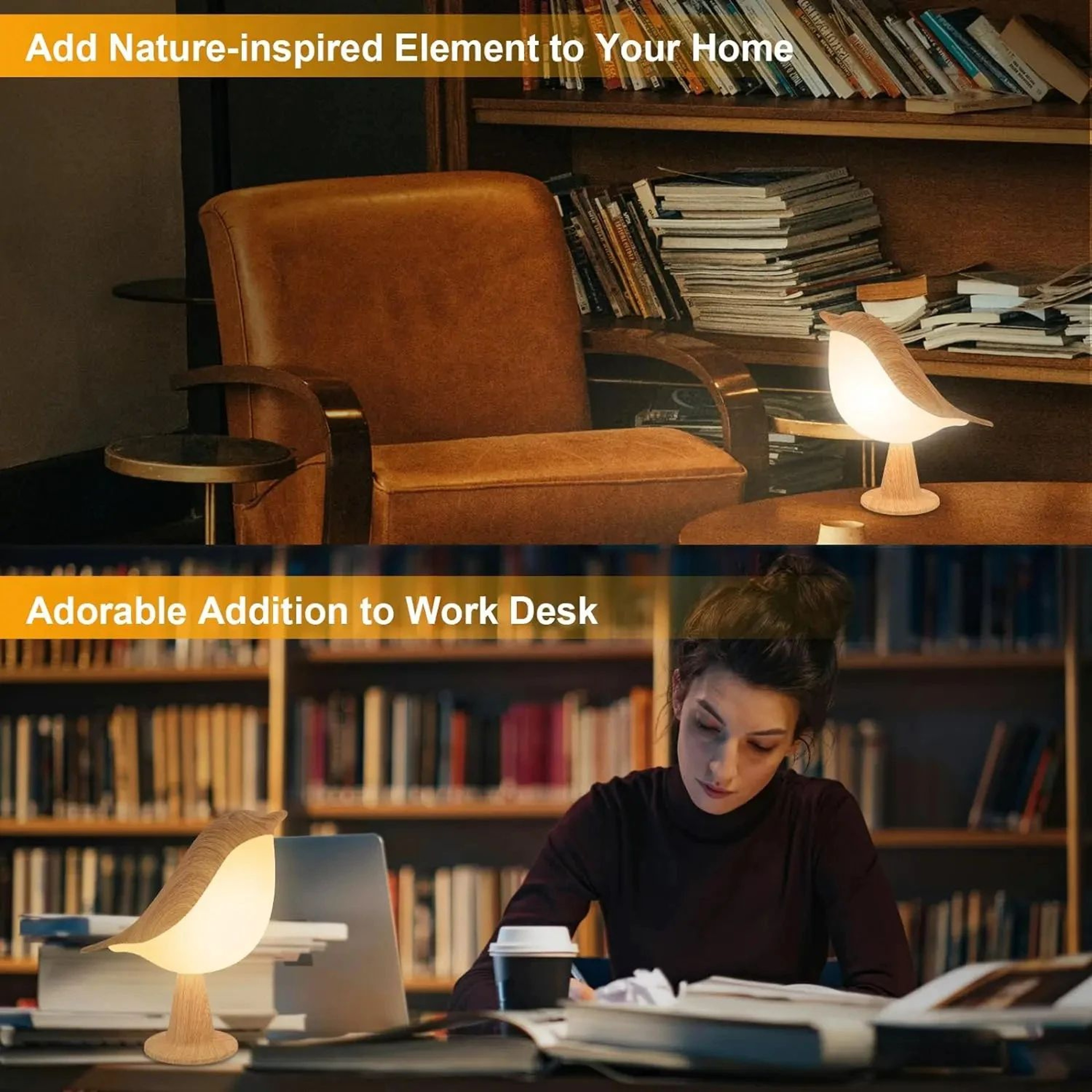 Touch Sensor Bird Night Light  Cordless Kids Bedside Lamp With 3 Color Temperature Modes 2