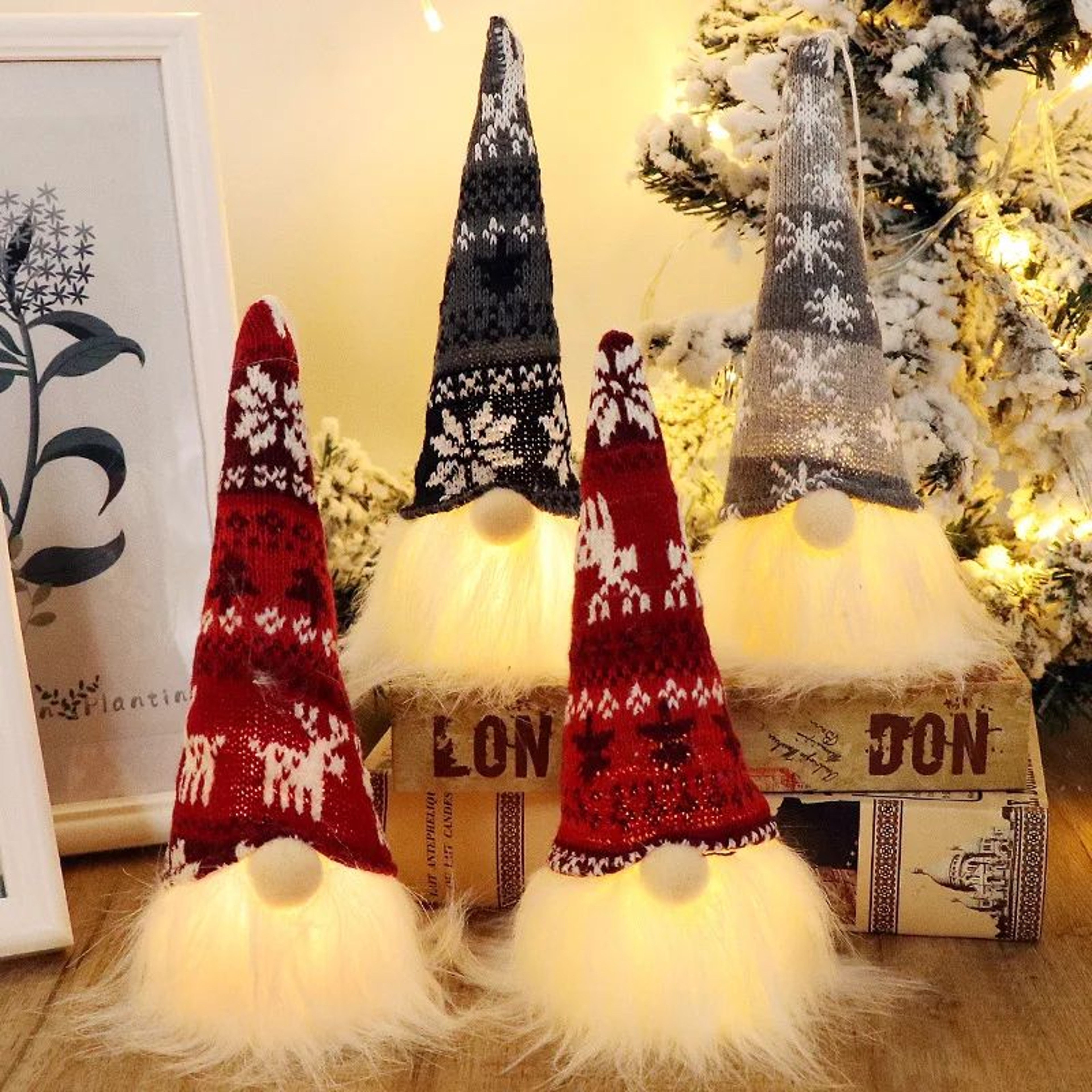 LED Faceless Christmas Gnome Plush Doll  Lighted Elf Holiday Decoration Gift 0