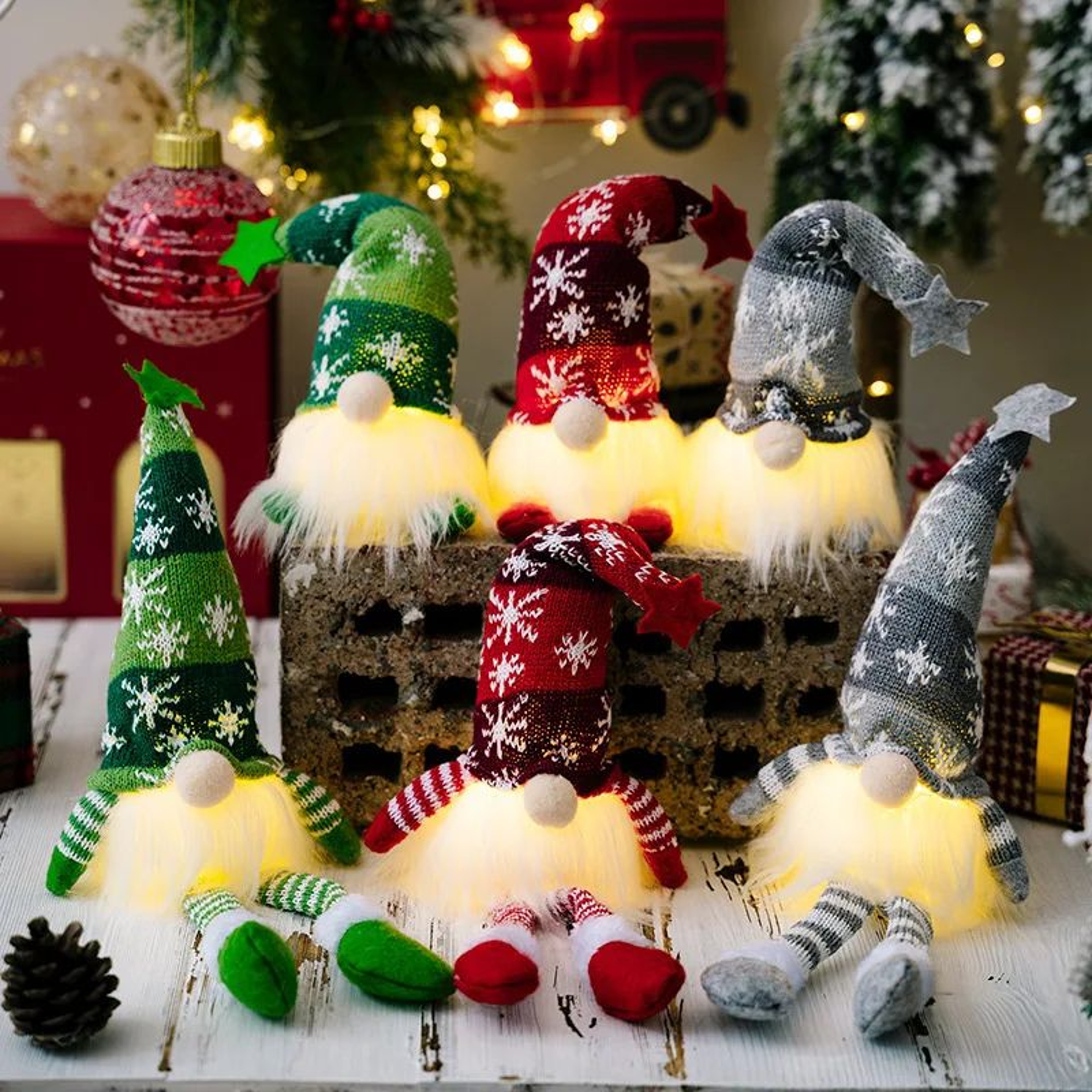 LED Faceless Christmas Gnome Plush Doll  Lighted Elf Holiday Decoration Gift 4