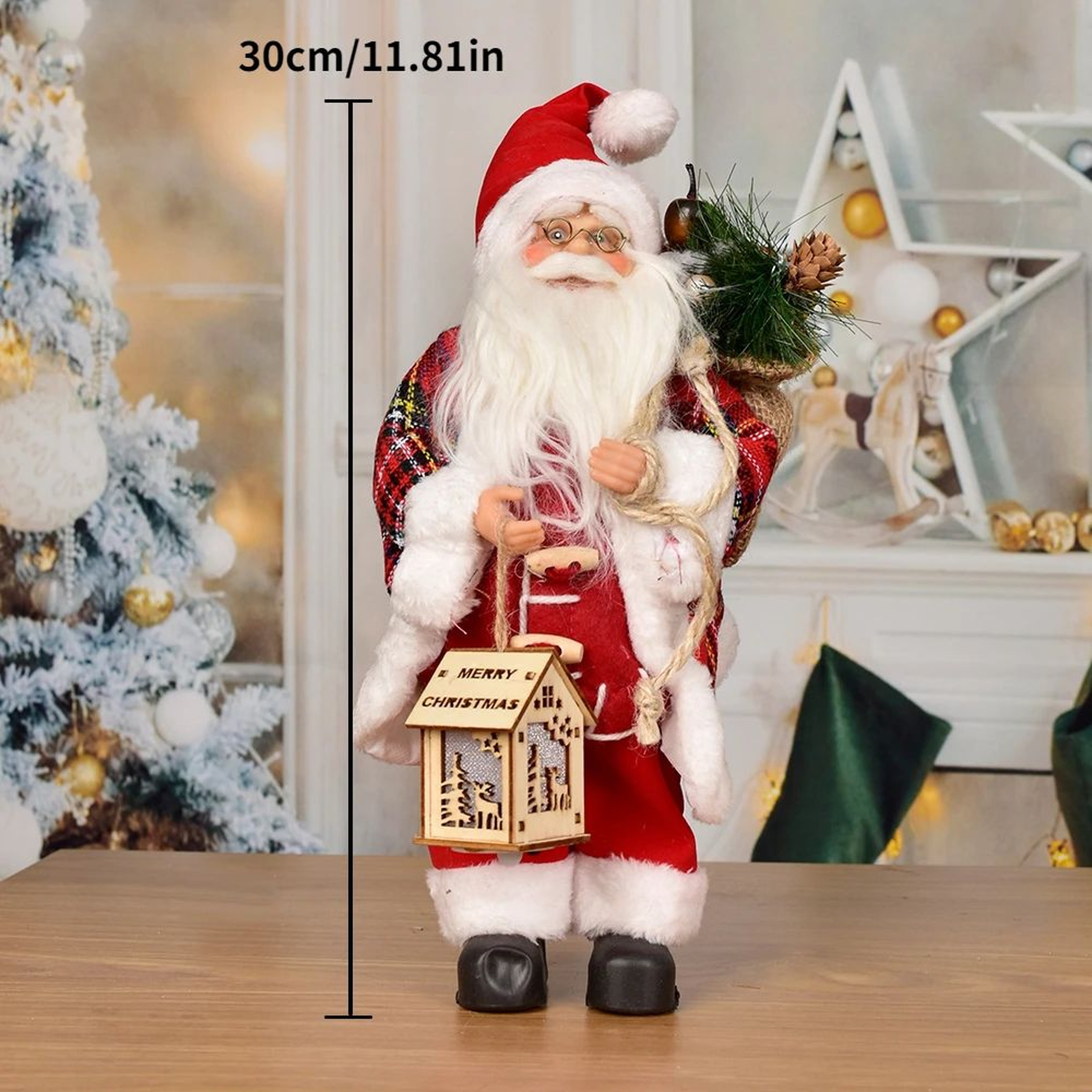 Standing Santa Claus Christmas Figurine  Festive Holiday Window  Table Decoration 18