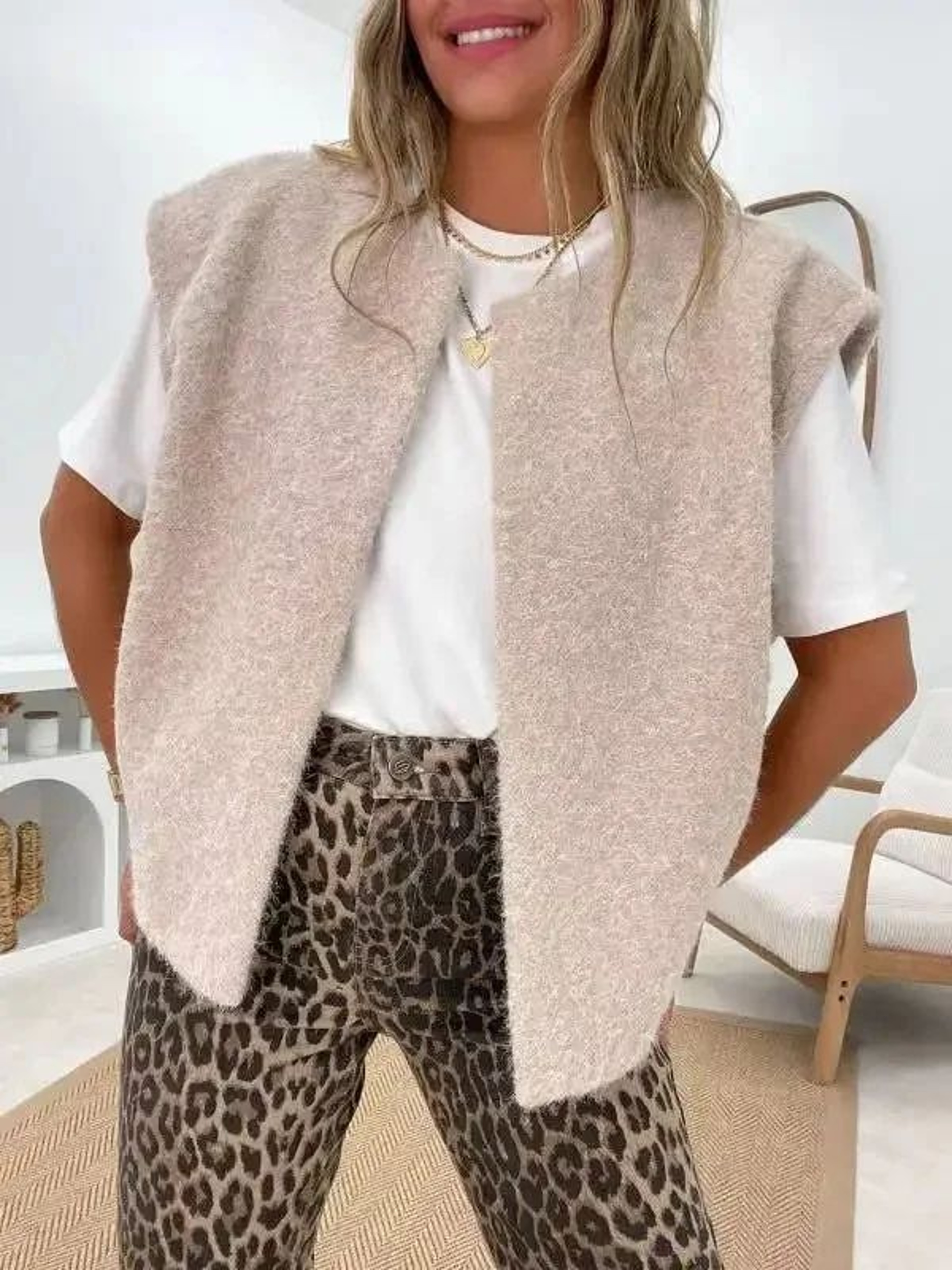 Dongdaemun Elegant DoubleSided Wool Vest  Korean VNeck HandSewn Womens Outerwear Jacket 9