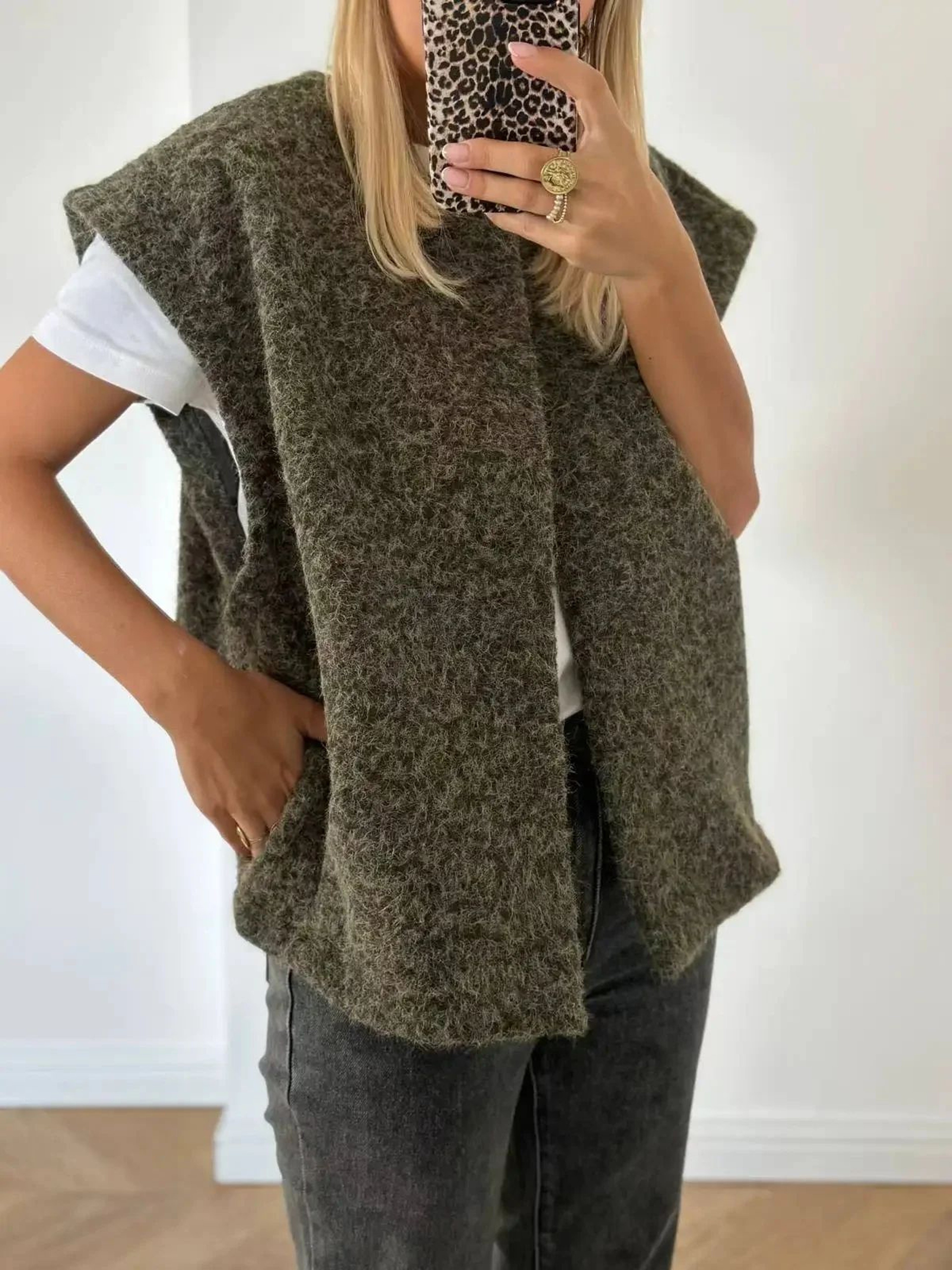 Dongdaemun Elegant DoubleSided Wool Vest  Korean VNeck HandSewn Womens Outerwear Jacket 5