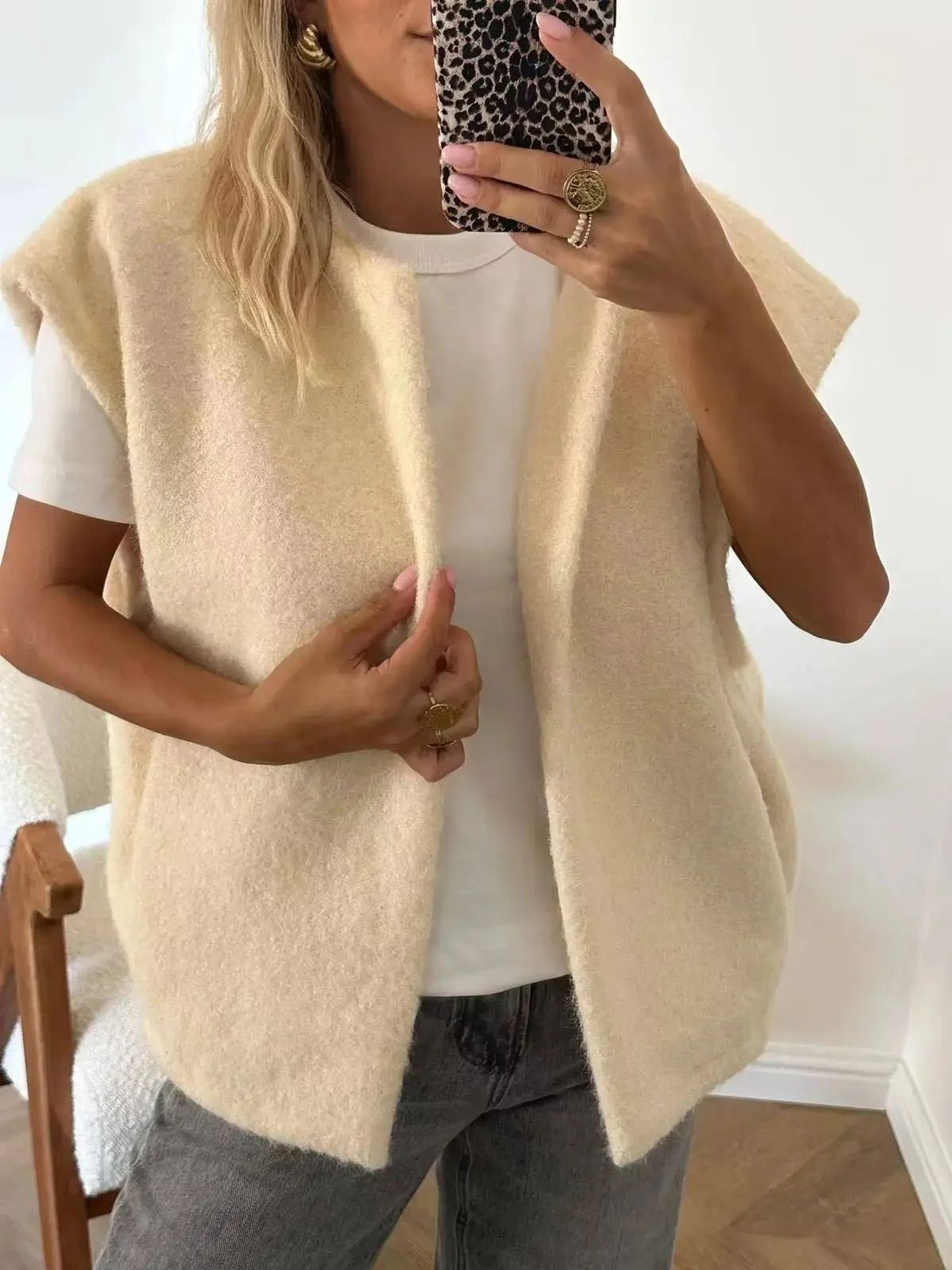 Dongdaemun Elegant DoubleSided Wool Vest  Korean VNeck HandSewn Womens Outerwear Jacket 8