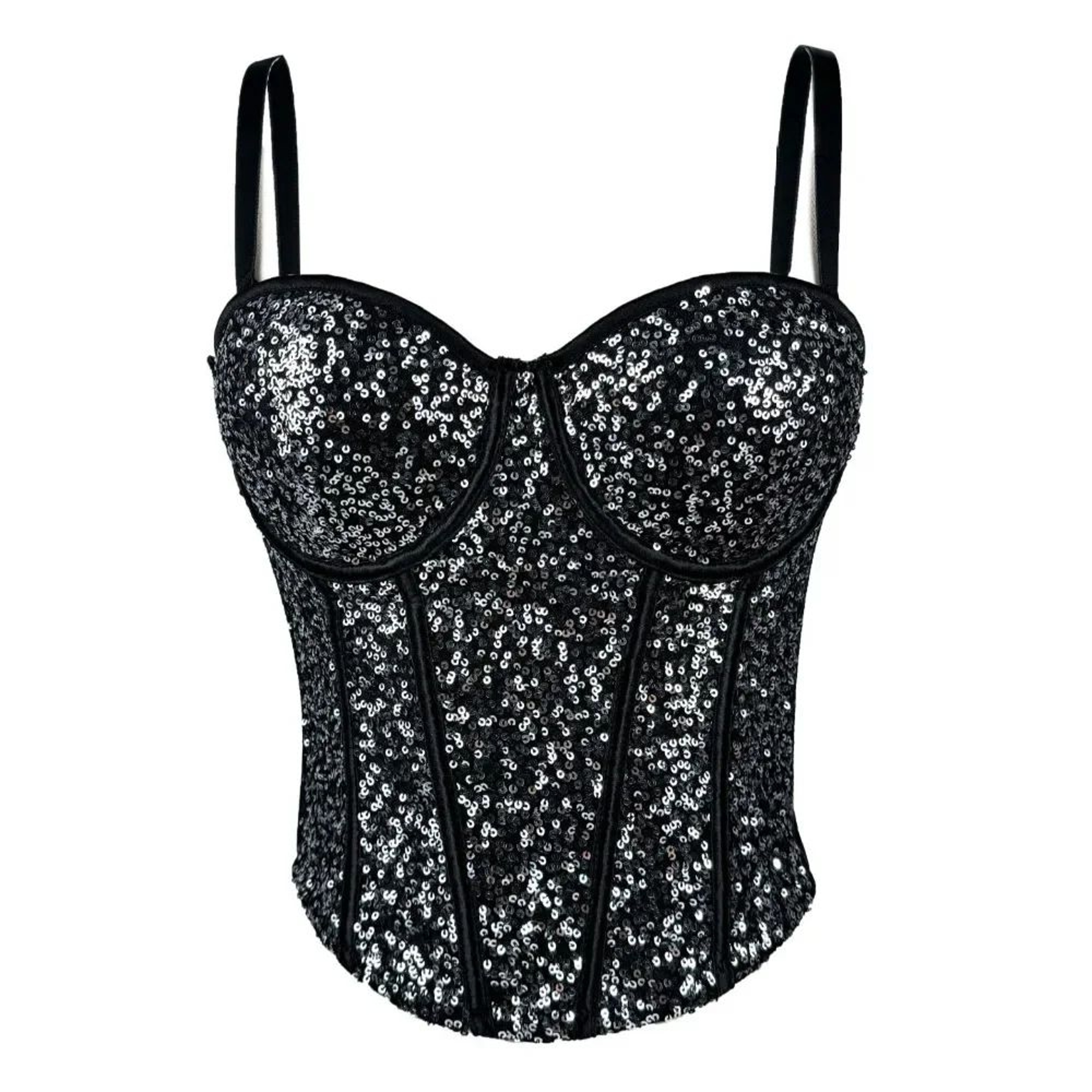 GlamSpark Sequin Camisole Tank Top  Y2K Sexy Club Party Corset Camis For Women 0