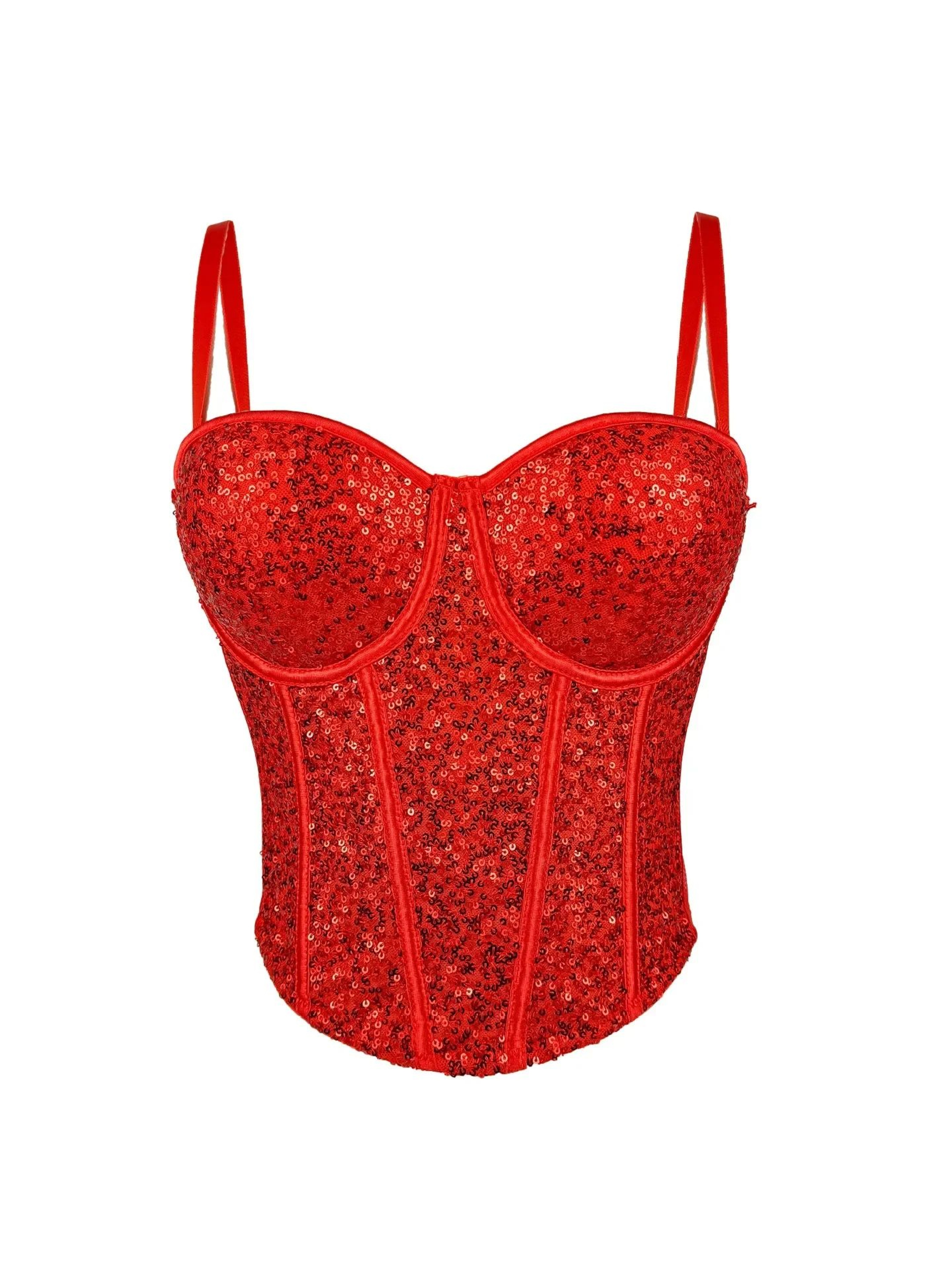GlamSpark Sequin Camisole Tank Top  Y2K Sexy Club Party Corset Camis For Women 11