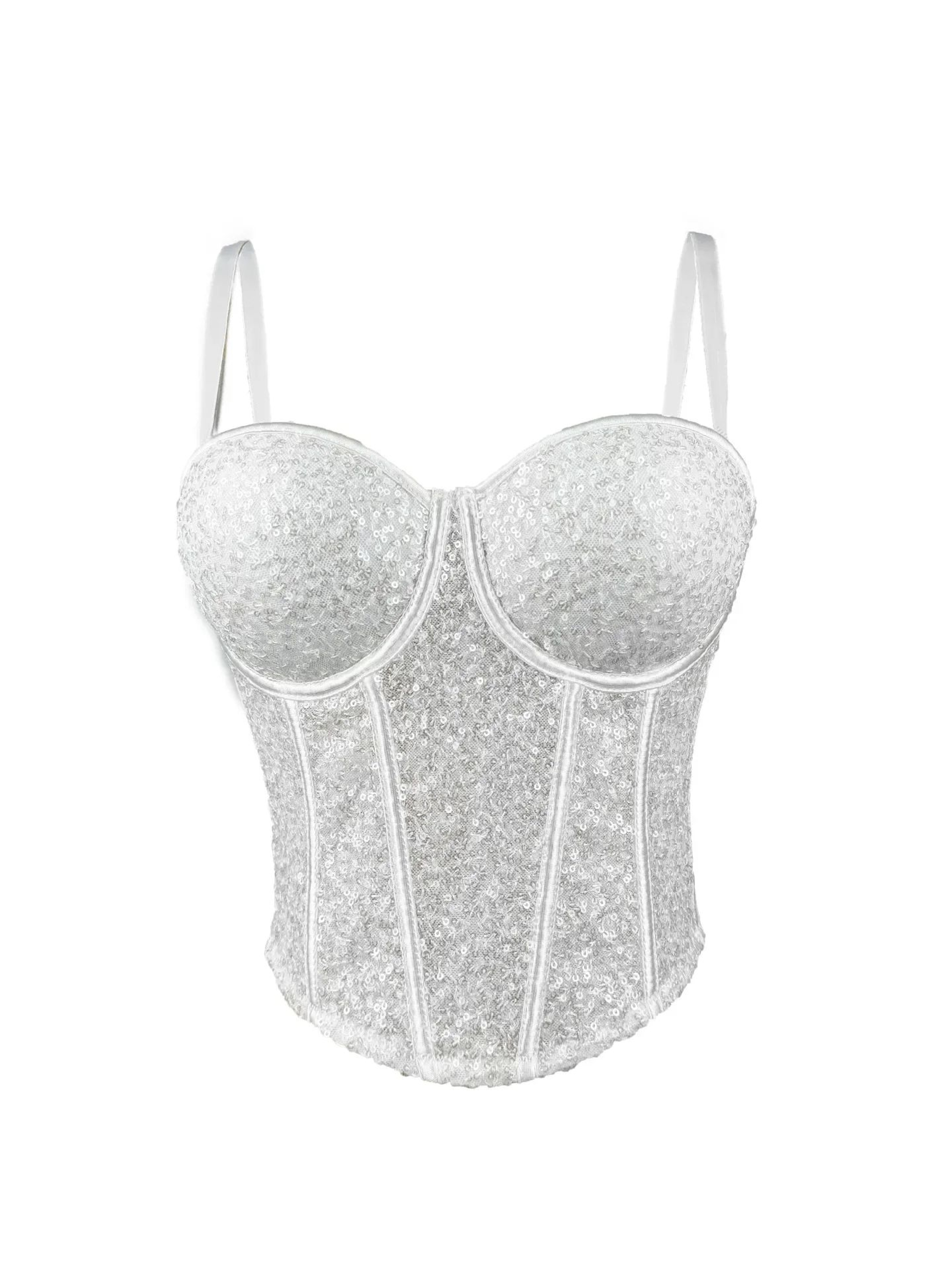 GlamSpark Sequin Camisole Tank Top  Y2K Sexy Club Party Corset Camis For Women 12