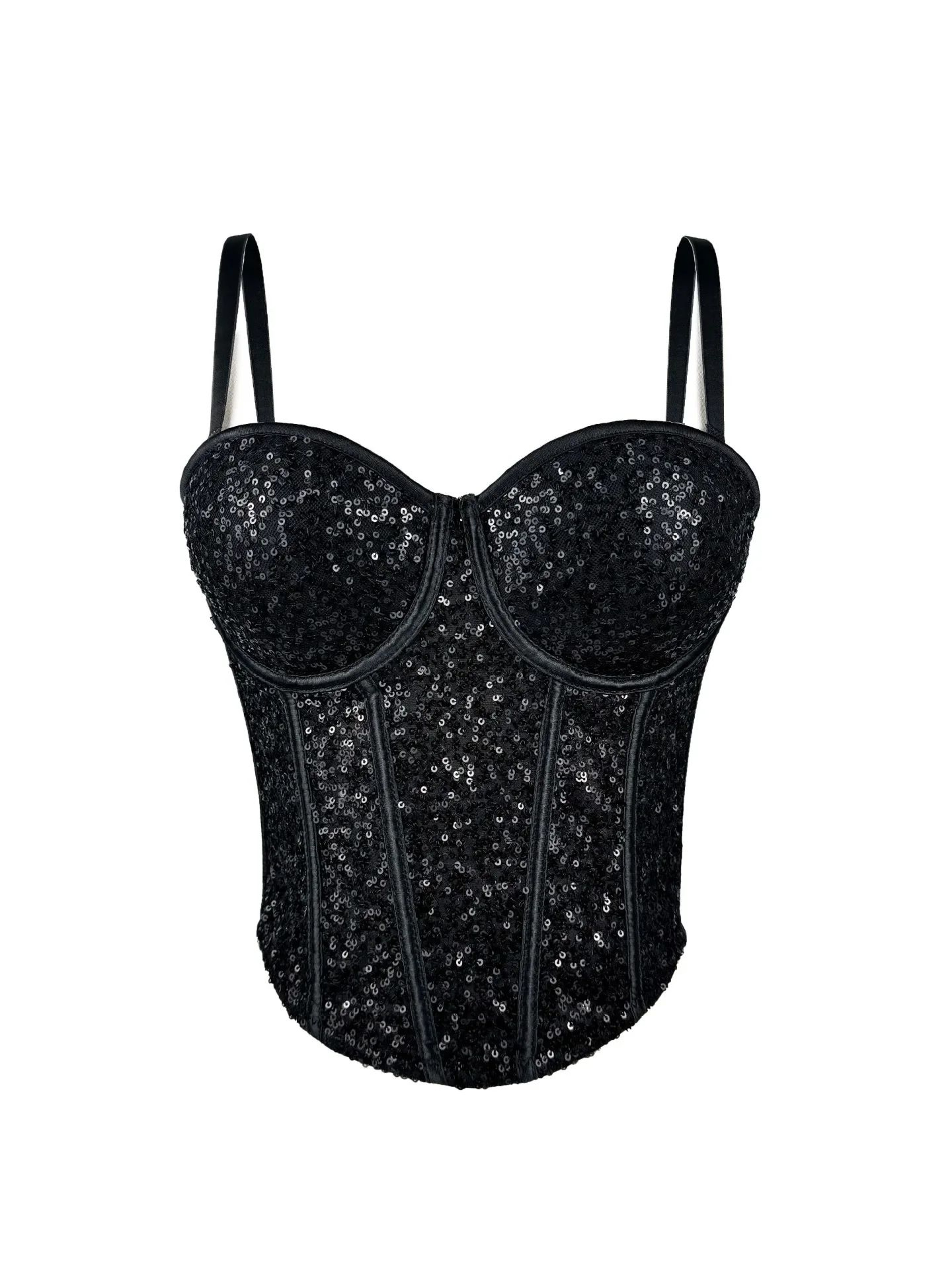 GlamSpark Sequin Camisole Tank Top  Y2K Sexy Club Party Corset Camis For Women 7