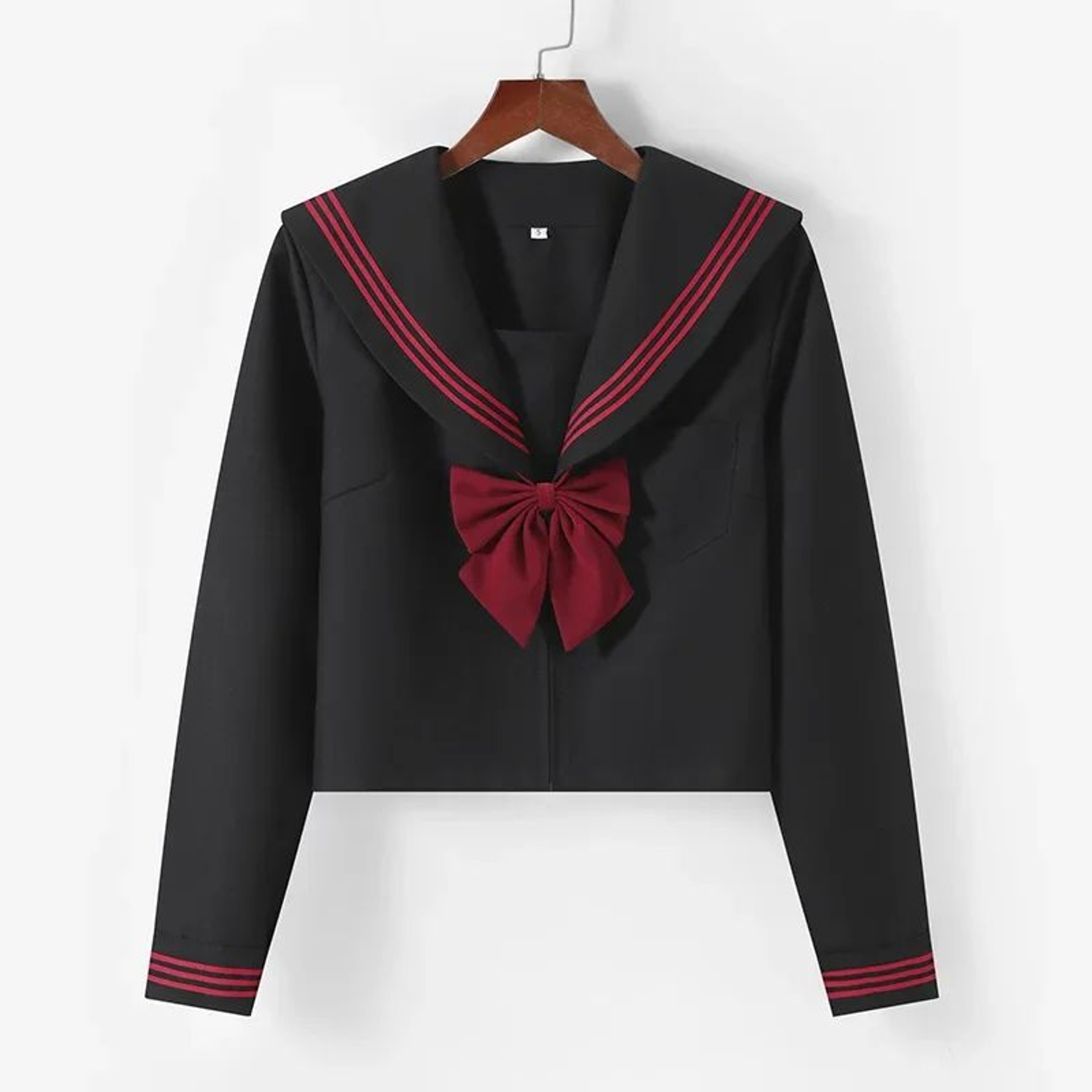 Womens Black Japanese JK Sailor School Uniform Set  Classic Anime Cosplay Student Outfit With Pleat 9