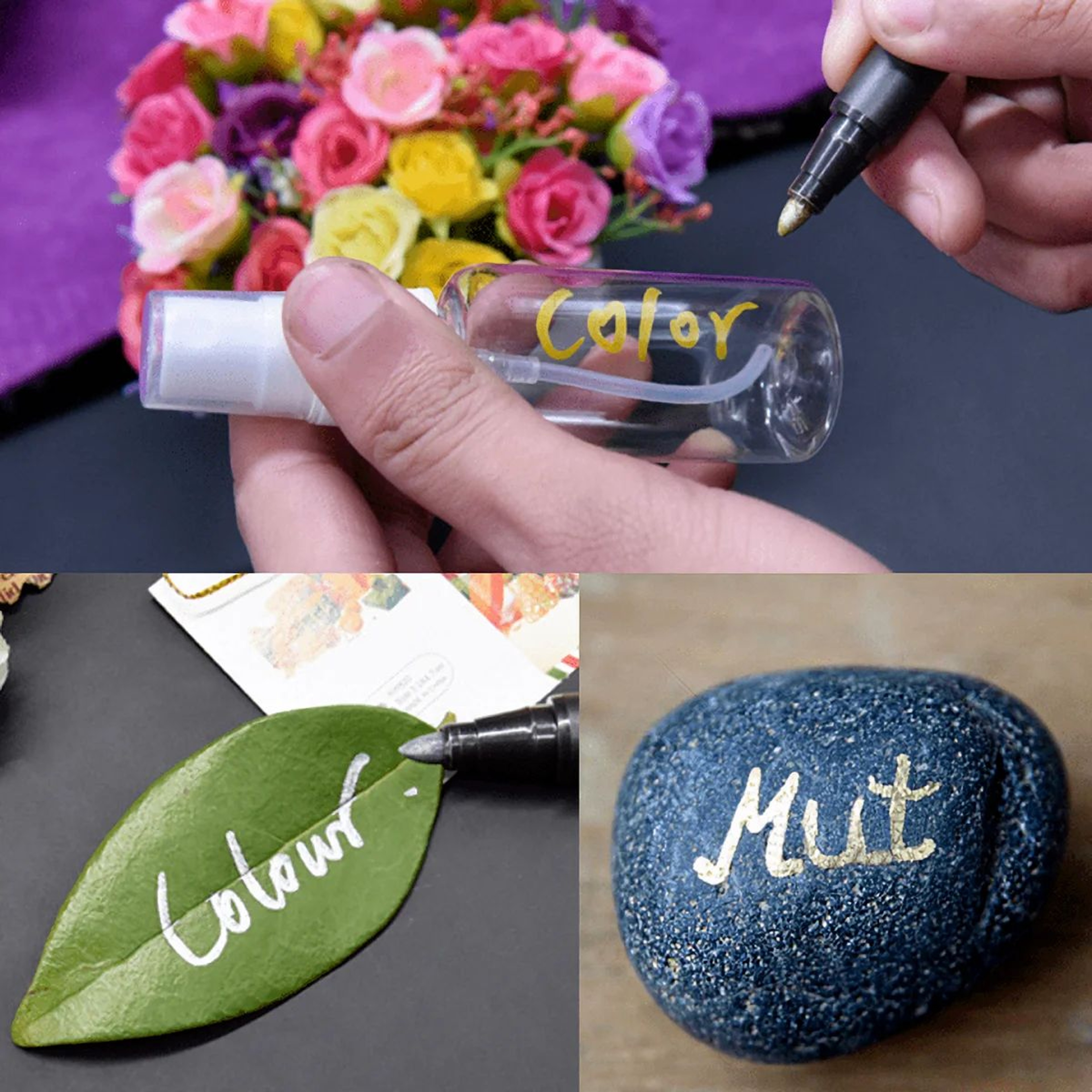 10Piece Metallic Paint Marker Pen Set  Waterproof Fine Tip Markers For Rock Glass  DIY Crafts 4