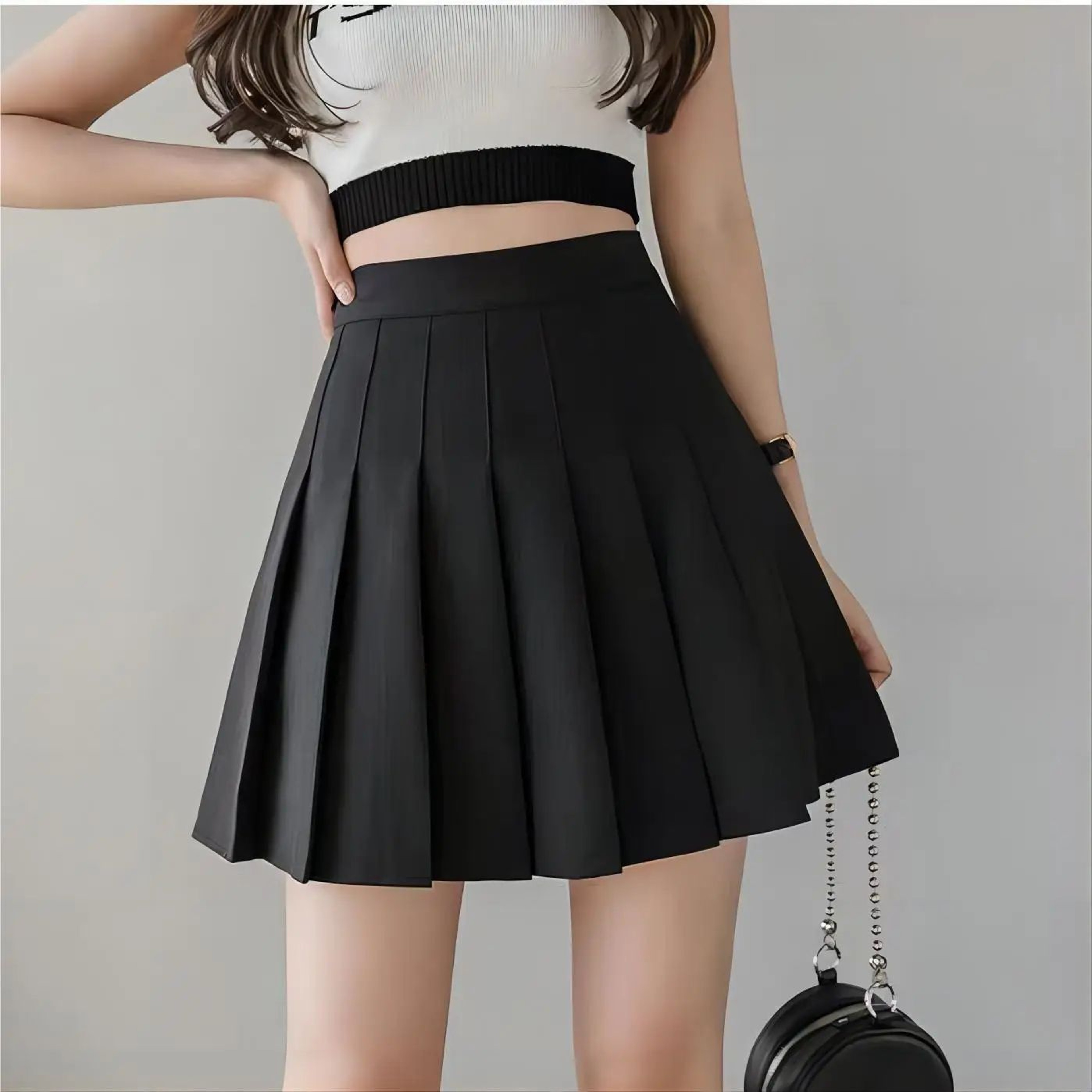 Womens High Waist Pleated Tennis Mini Skirt  Korean Style Vintage Summer Dance Skirt 6