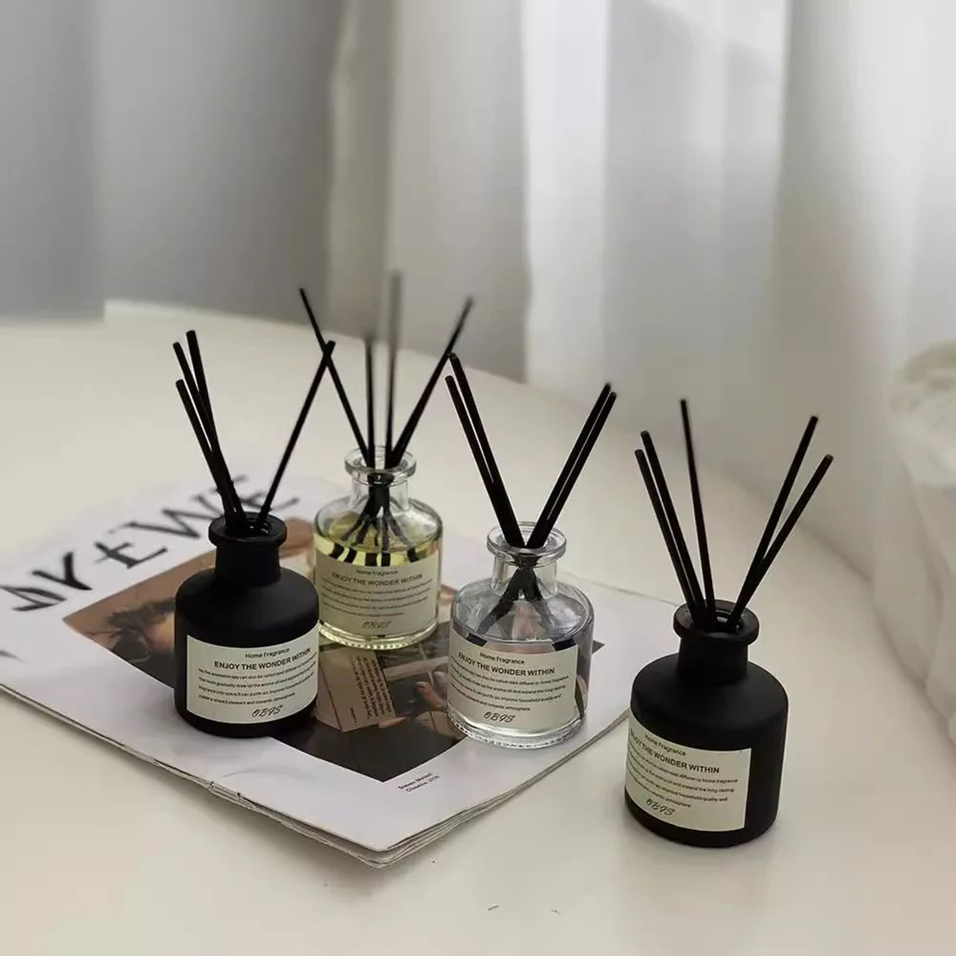 169 Fl Oz Freesia Jasmine Reed Diffuser Set  Flameless Home Fragrance Oil With Rattan Sticks 1