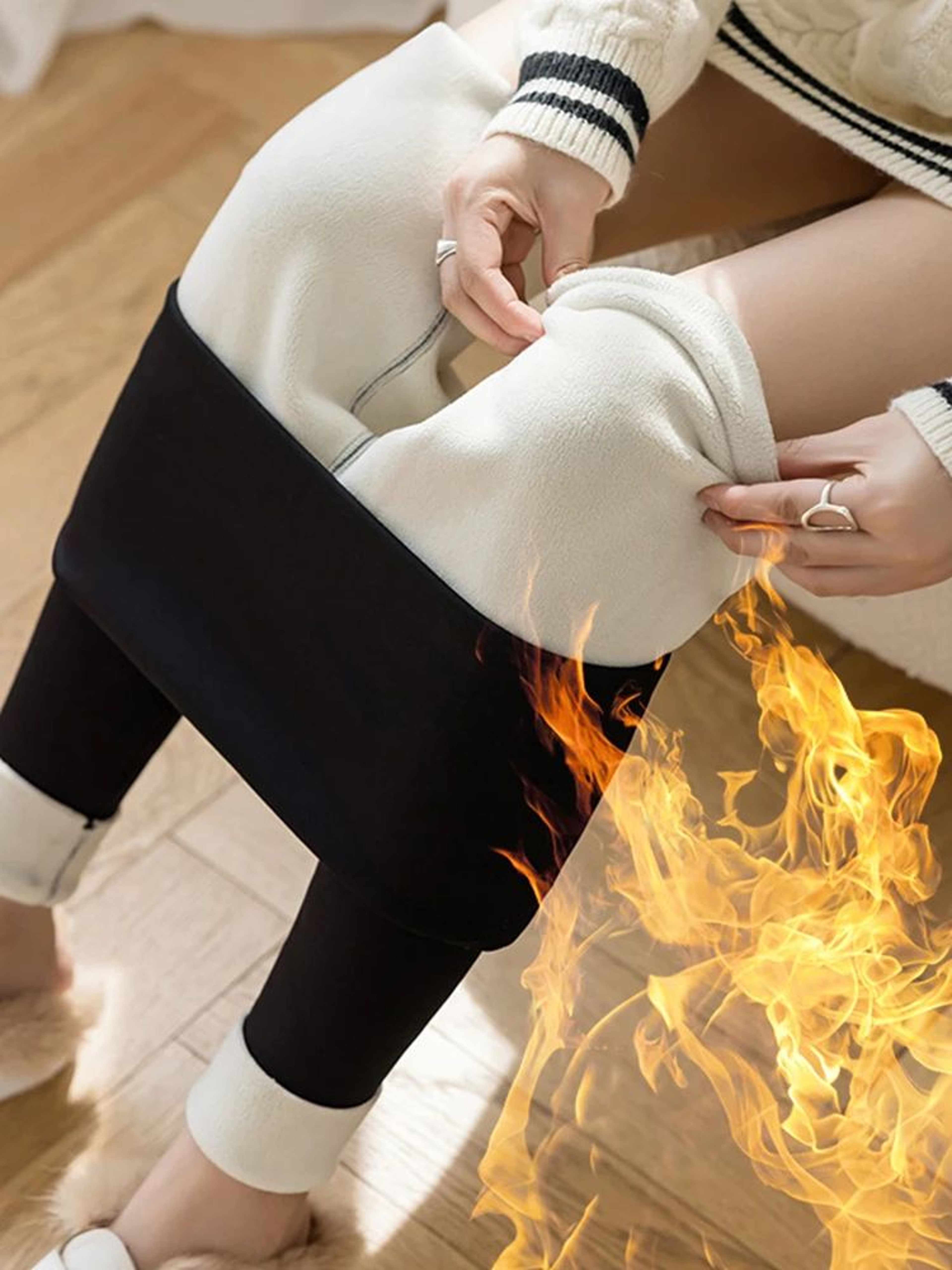 Womens HighWaist Plus Velvet Thermal Leggings  Thick Stretch Warm Winter Pants 5