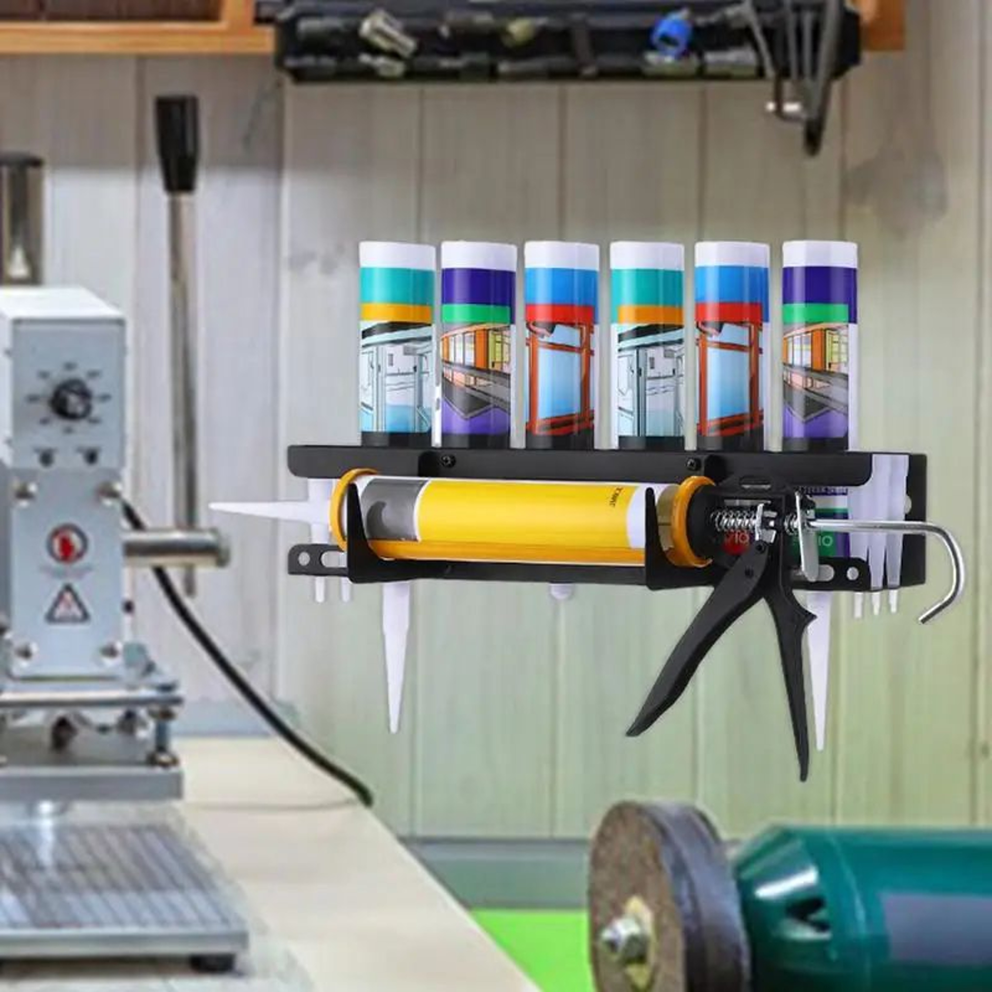 WallMounted Metal Caulk Tube Holder  HeavyDuty Sealant  Grease Tube Organizer Rack For Workshop Sto 2