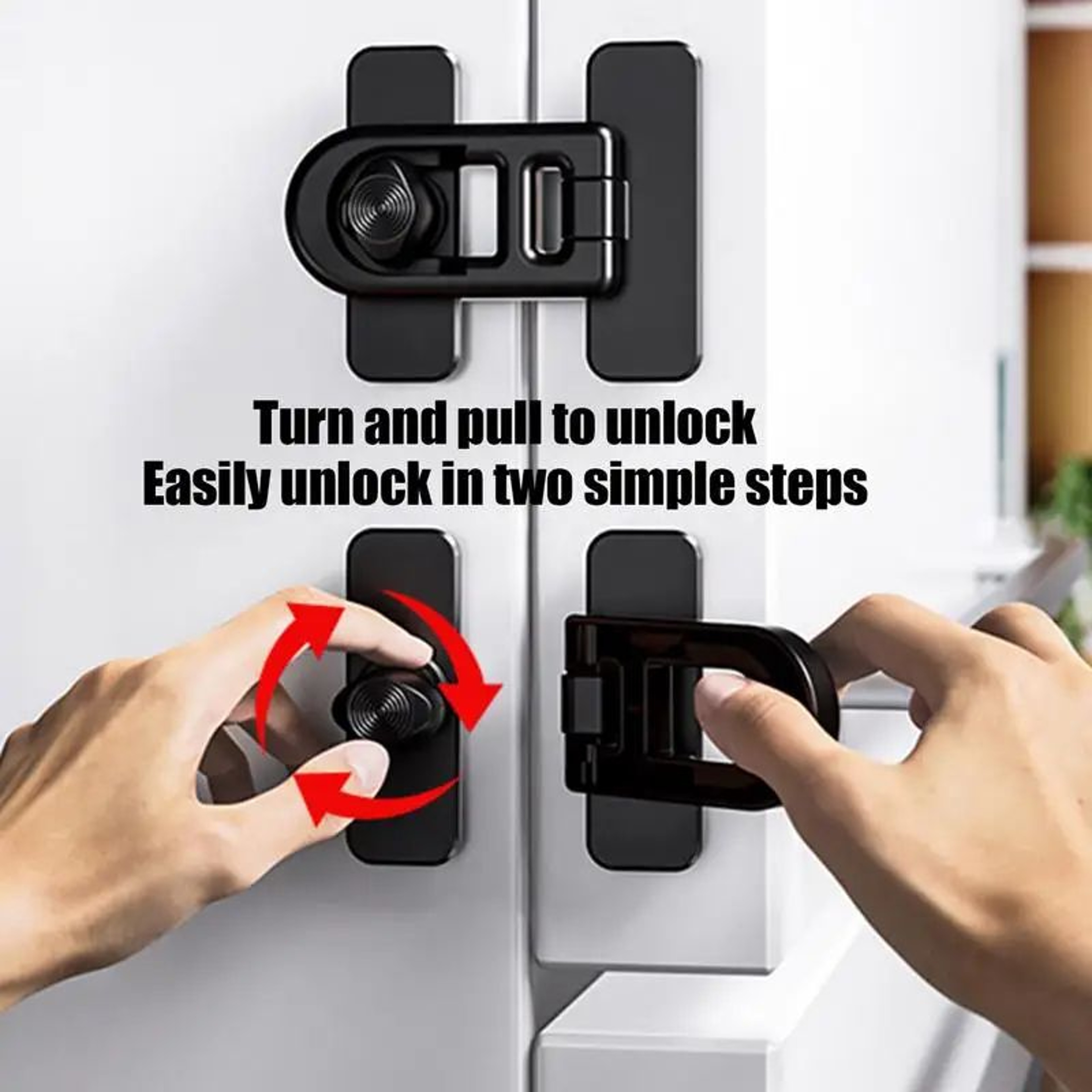 Keyless Adhesive Refrigerator Lock  Child Safety Fridge Freezer  Cabinet Door Lock With Easy Instal 3