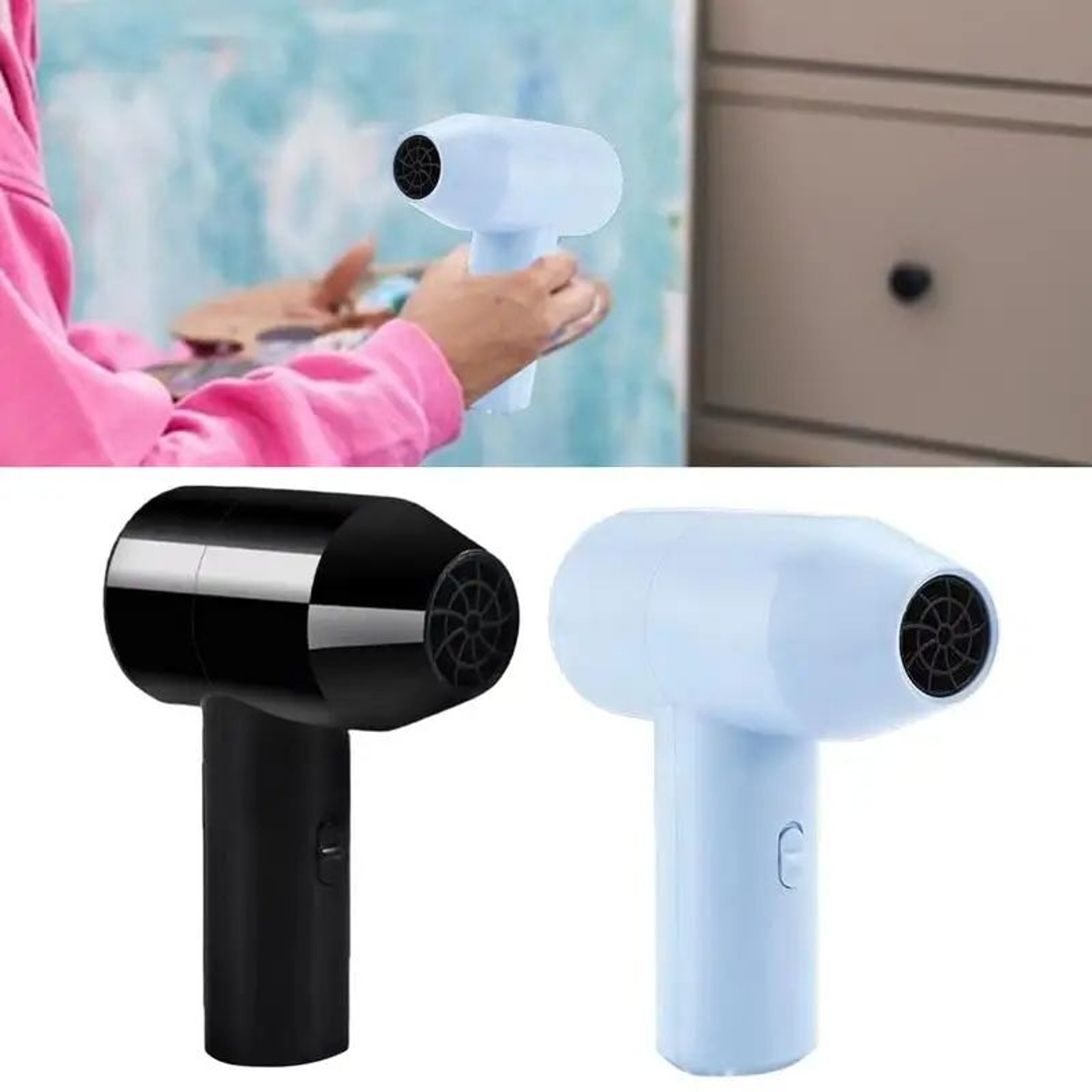 Cordless USB Rechargeable Mini Hair Dryer  Portable Low Noise Art  Travel Blow Dryer Cold Air 1