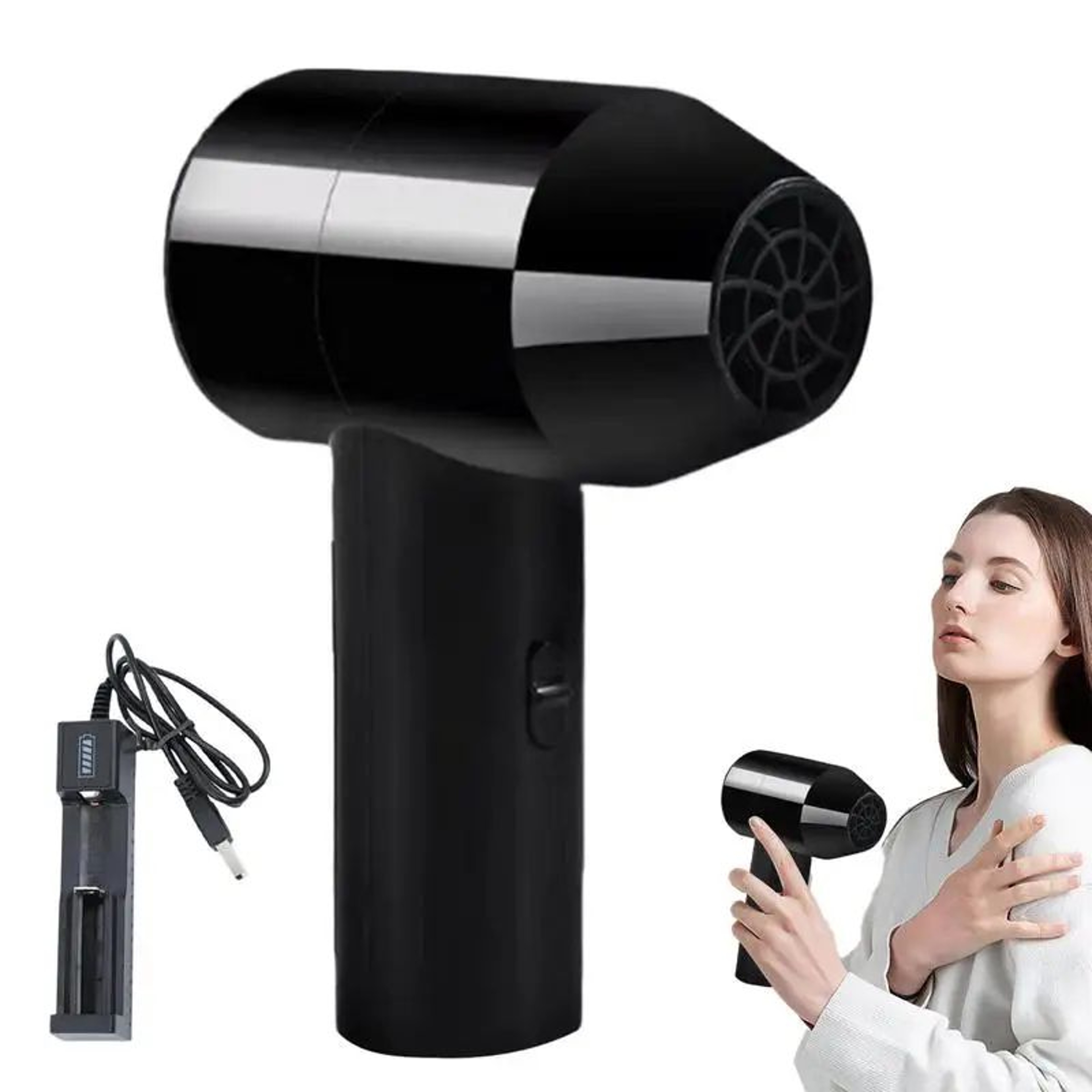 Cordless USB Rechargeable Mini Hair Dryer  Portable Low Noise Art  Travel Blow Dryer Cold Air 0