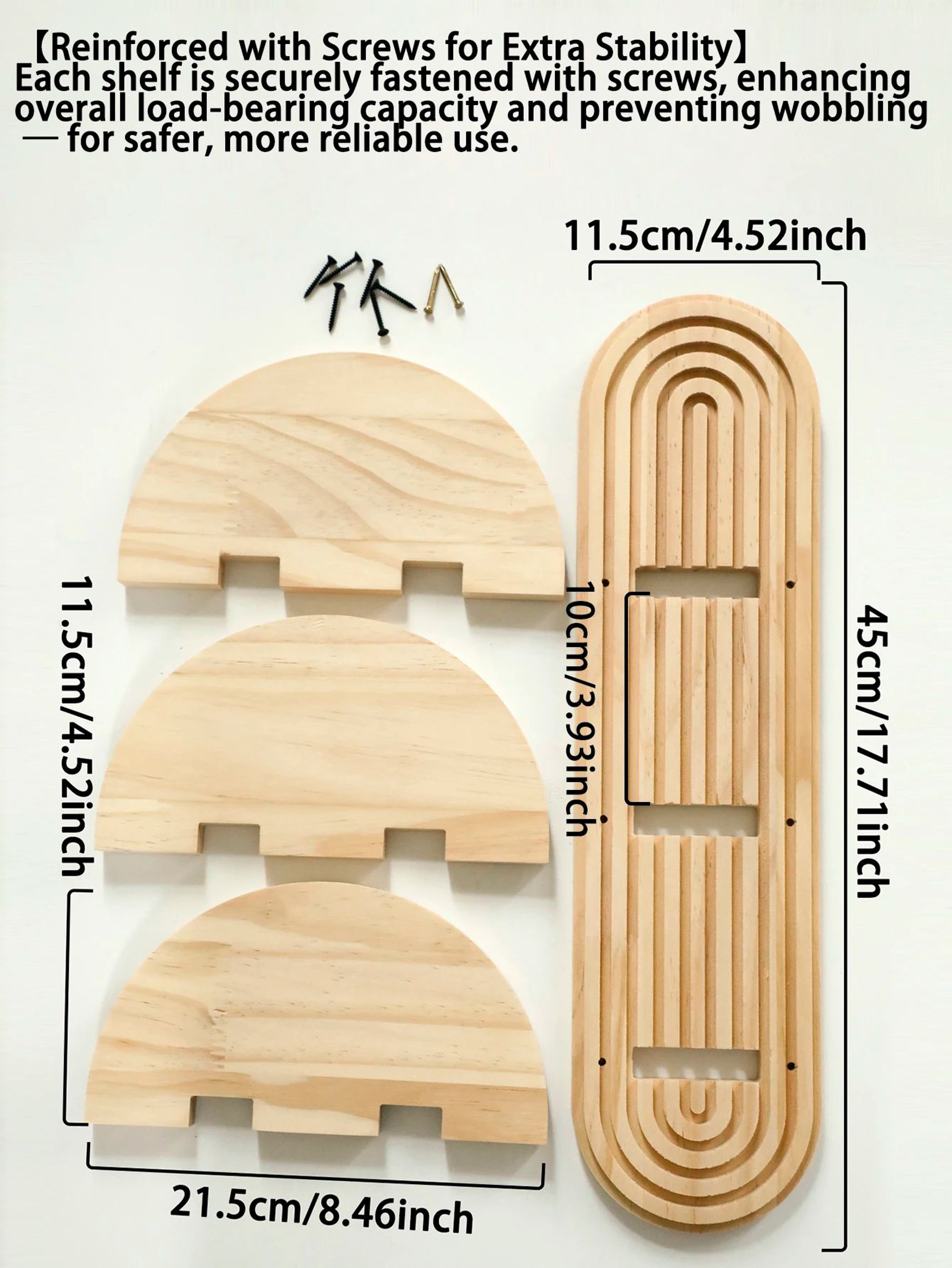 Boho Geometric Wooden Wall Shelves  Natural Wood Floating Display Shelves For Plants  Home Decor 9