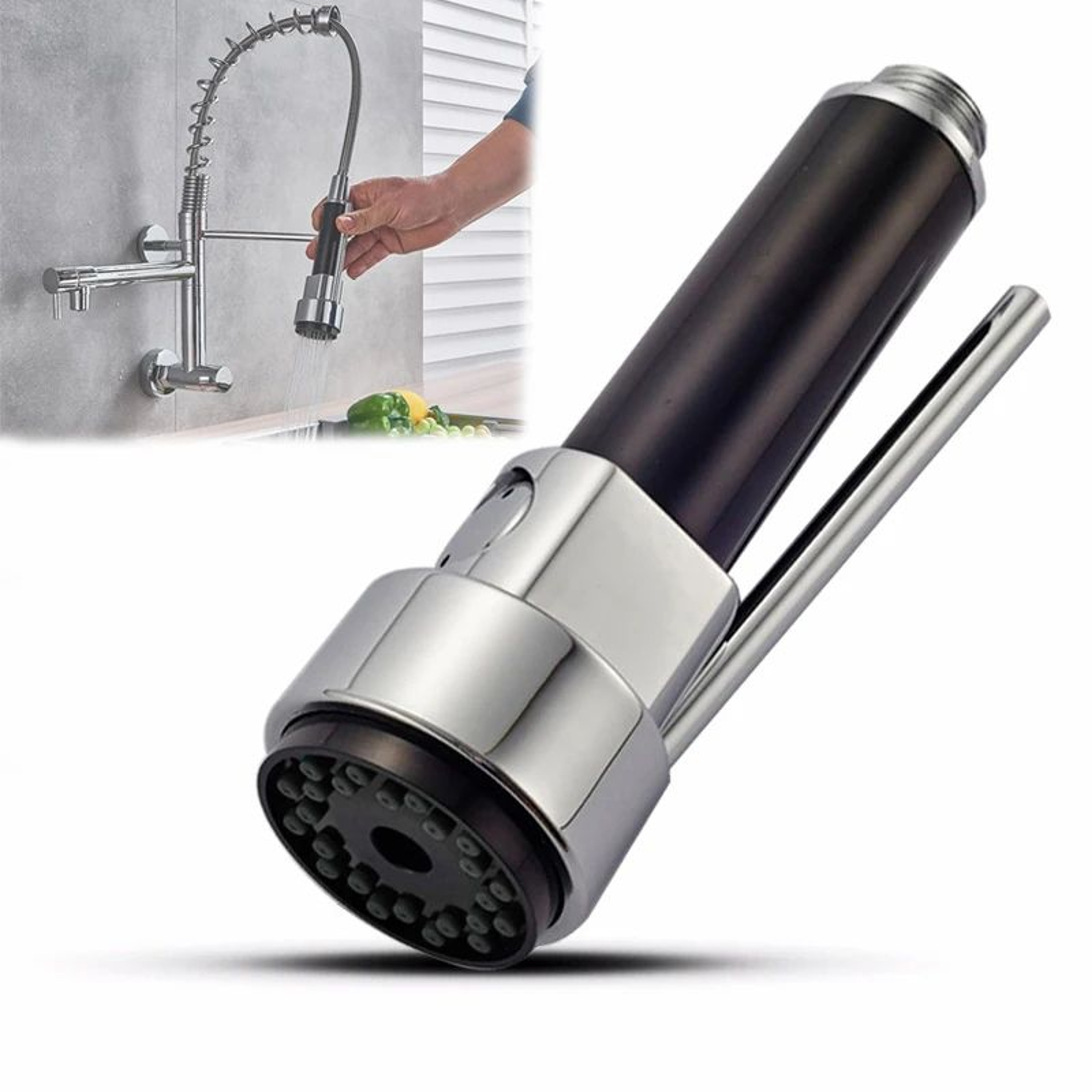 High Pressure Kitchen Faucet Spray Head Replacement  Water Saving PullOut Tap Nozzle With Dual Spra 0
