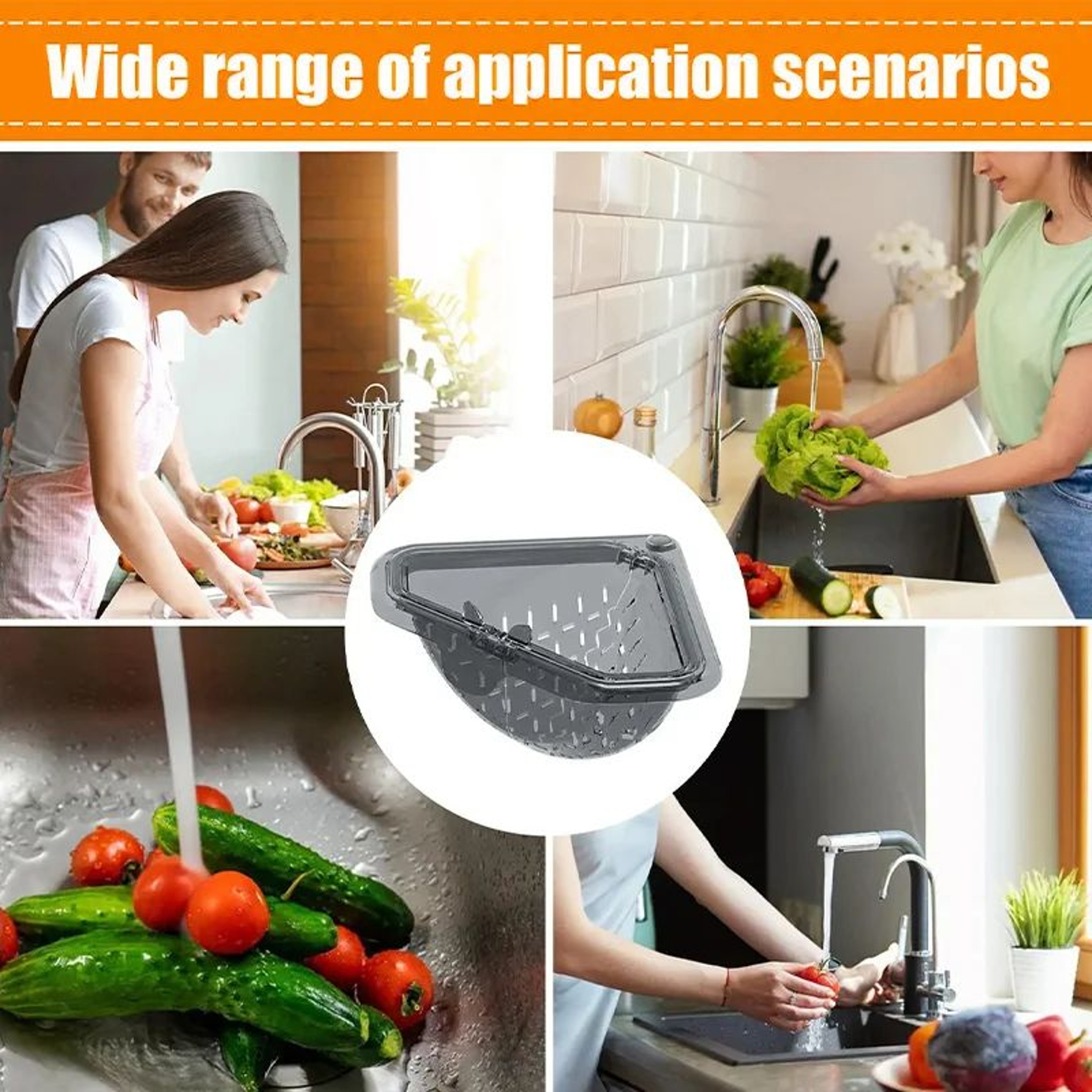 Magnetic Corner Sink Strainer Basket  SpaceSaving Triangular Drain Filter With Strong Suction 3