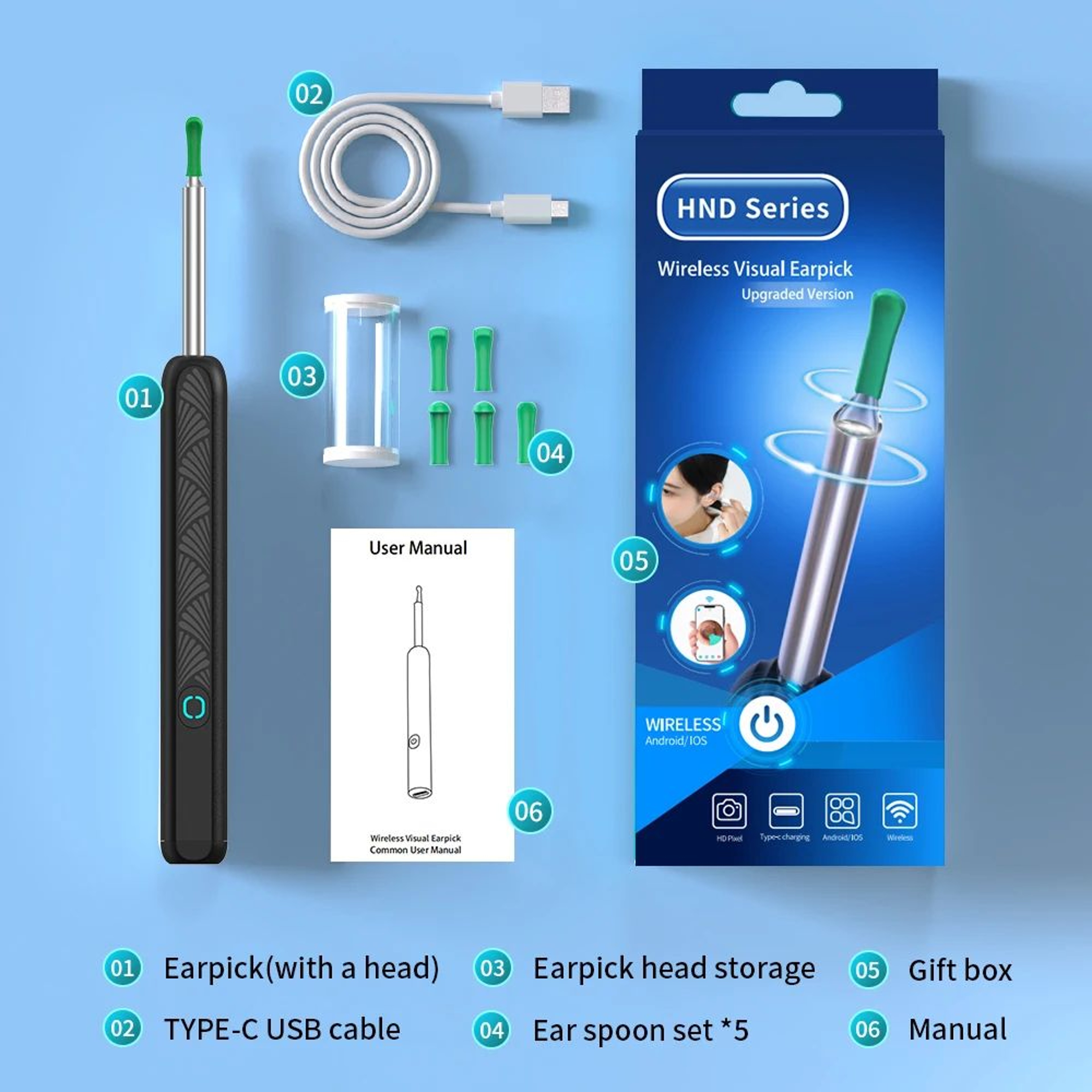 ClearView Wireless Ear Cleaner With Camera  HD Otoscope Ear Wax Removal Tool With LED Lights  USBC 6