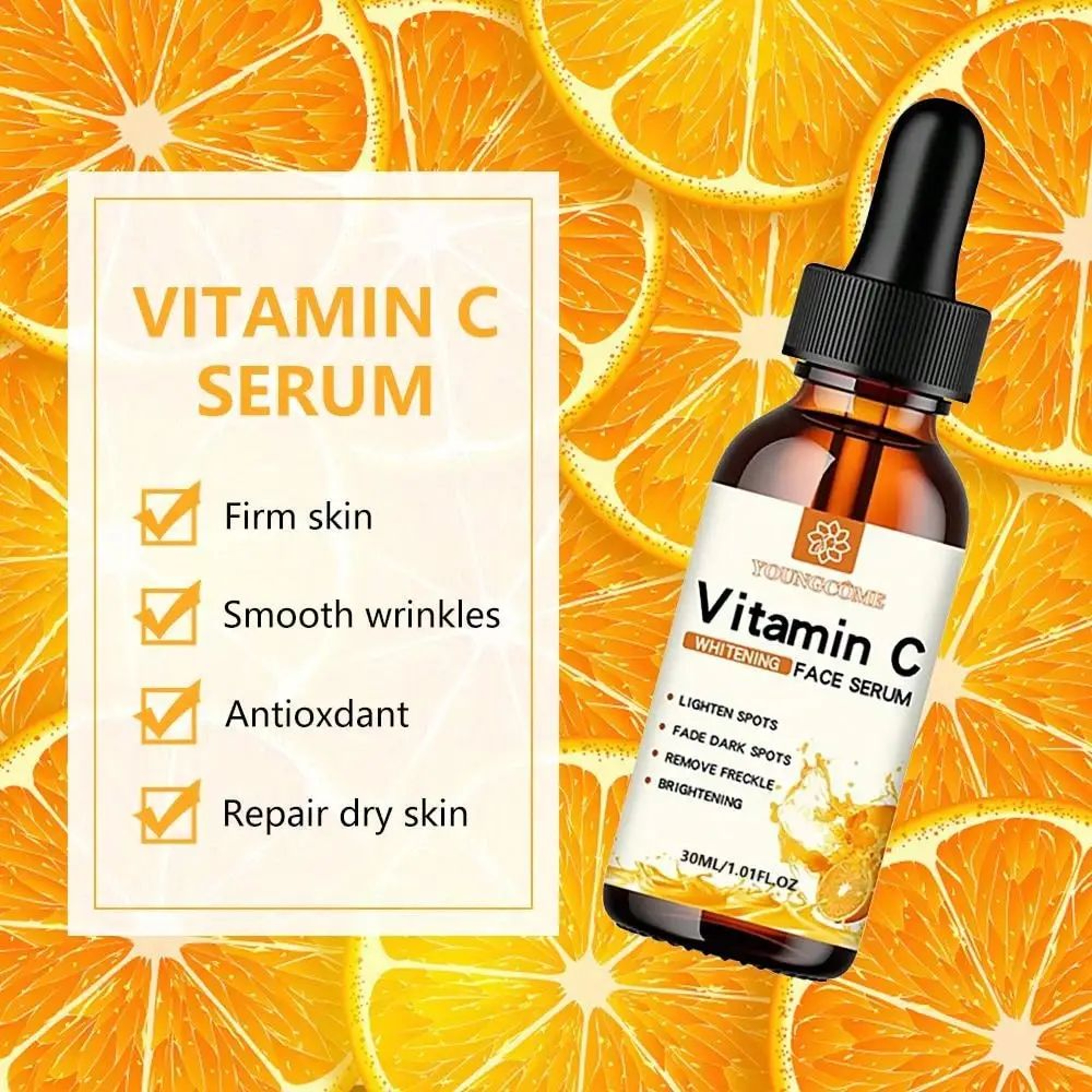 RadiantGlow Vitamin C Facial Essence  Brightening Hyaluronic Acid Serum For Dark Spots AntiAging  D 4