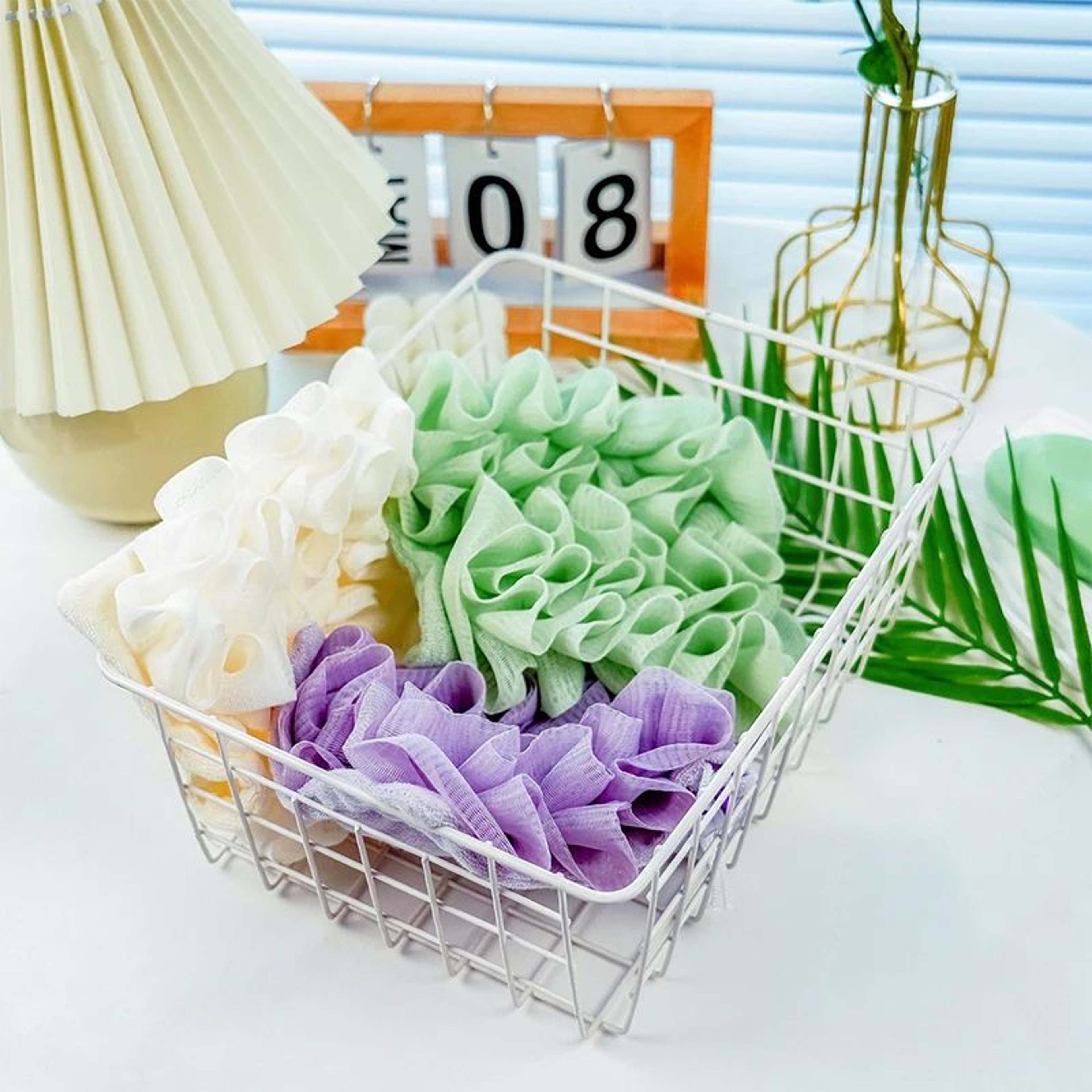 LuxeFoam 2in1 Bath Loofah Sponge  Soft Exfoliating Mesh Shower Puff With Soap Drawstring 1