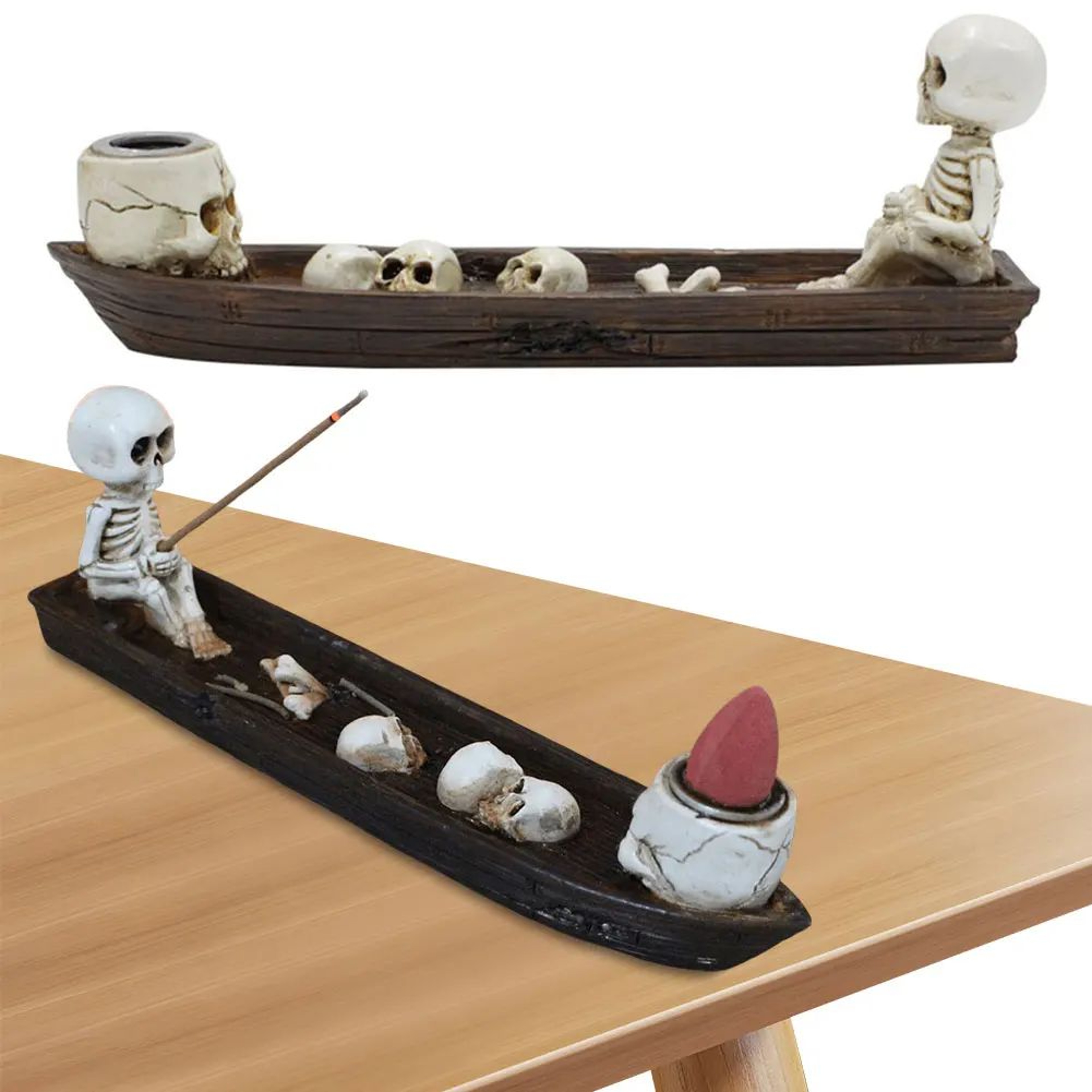 MysticSkull Ghost Boat Incense Holder  Creative Skeleton Resin Burner For Cones  Sticks Aromatherap 1
