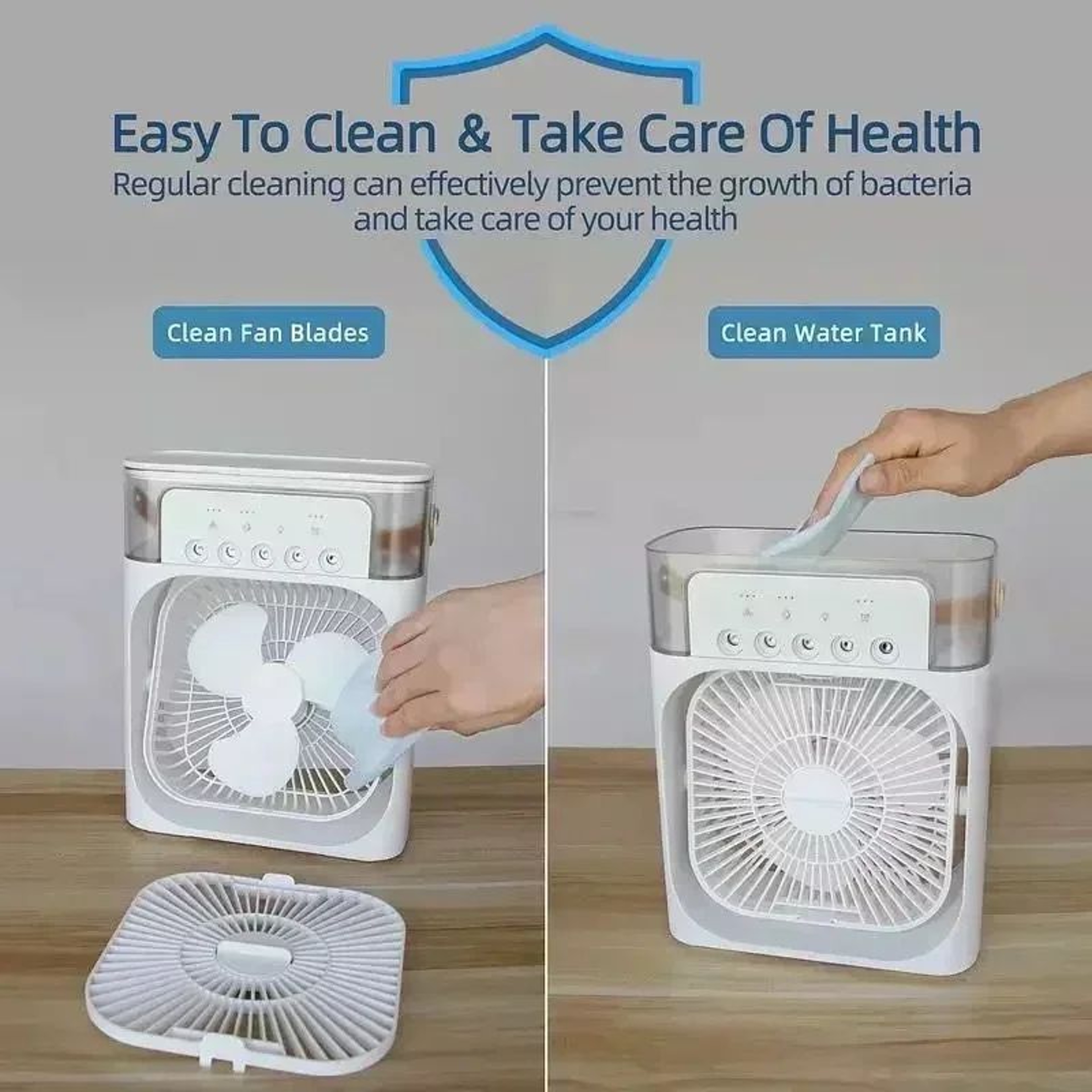 CoolBreeze 3in1 Mini Air Cooler Fan  Portable USB Air Conditioner Humidifier  LED Night Light 4