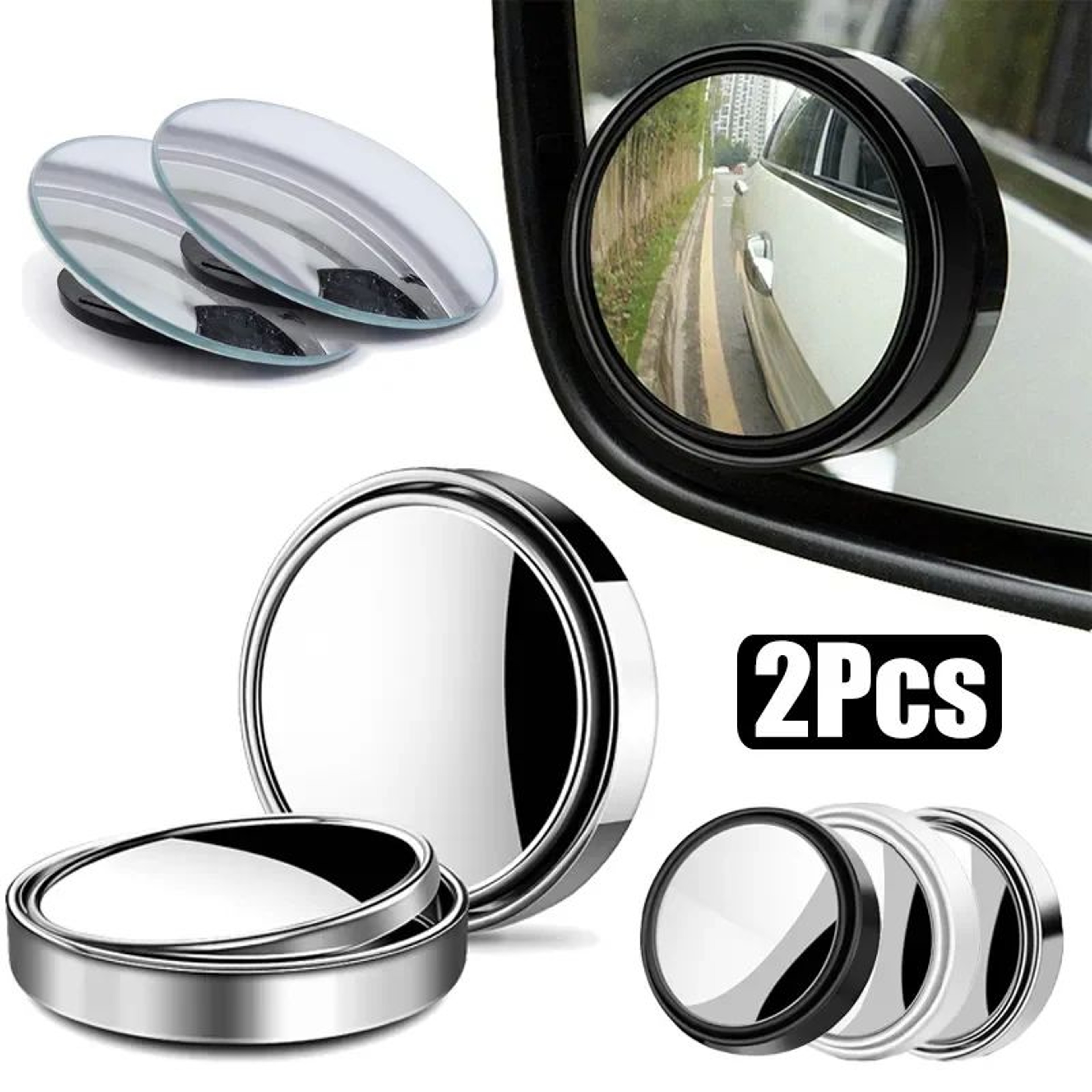 SafeView 2Pack 360 Convex Blind Spot Mirrors  Wide Angle Adjustable Car Rearview Safety Mirrors 4