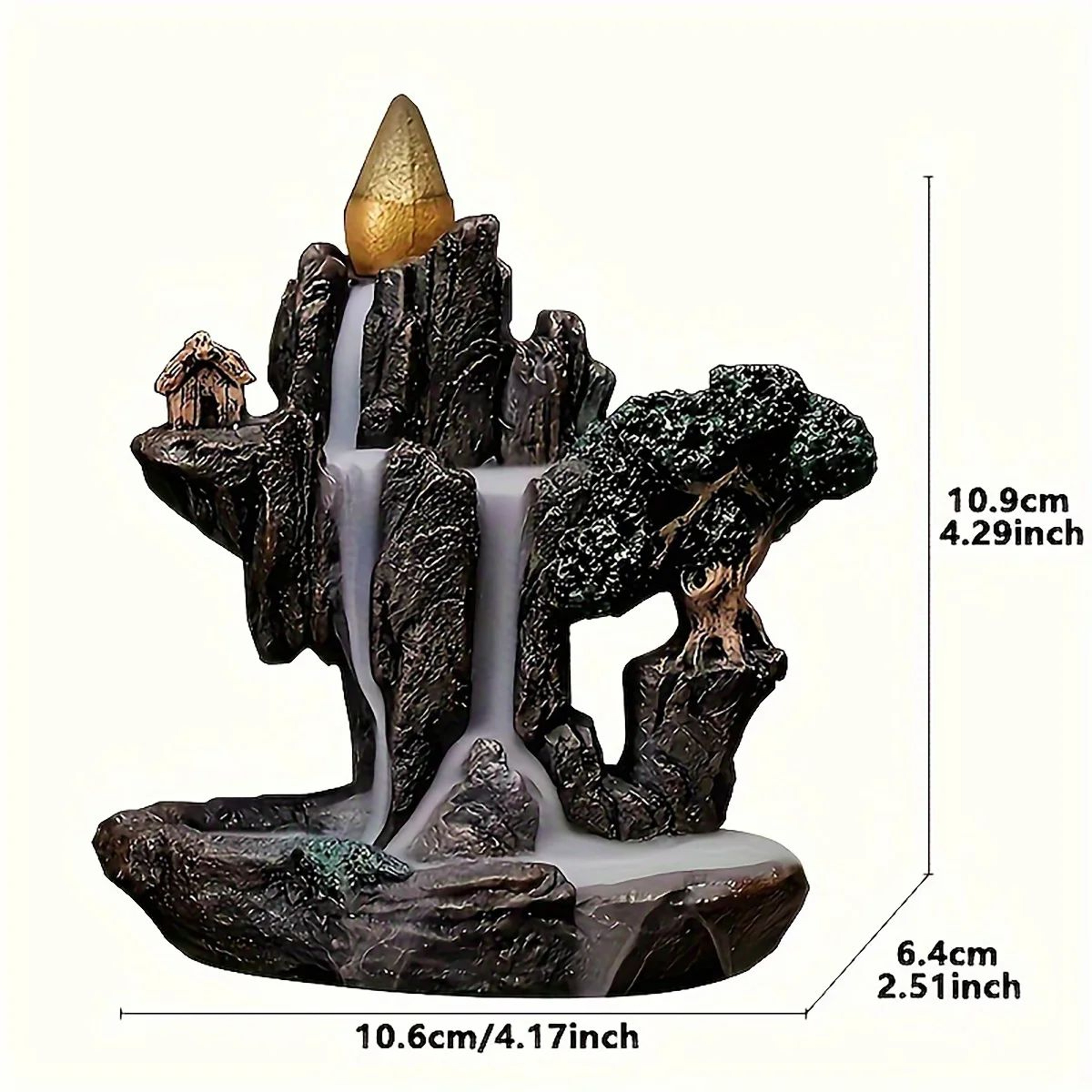 Mountain Waterfall Backflow Incense Burner Set  Resin Aromatherapy Fountain With 60 Cones 5