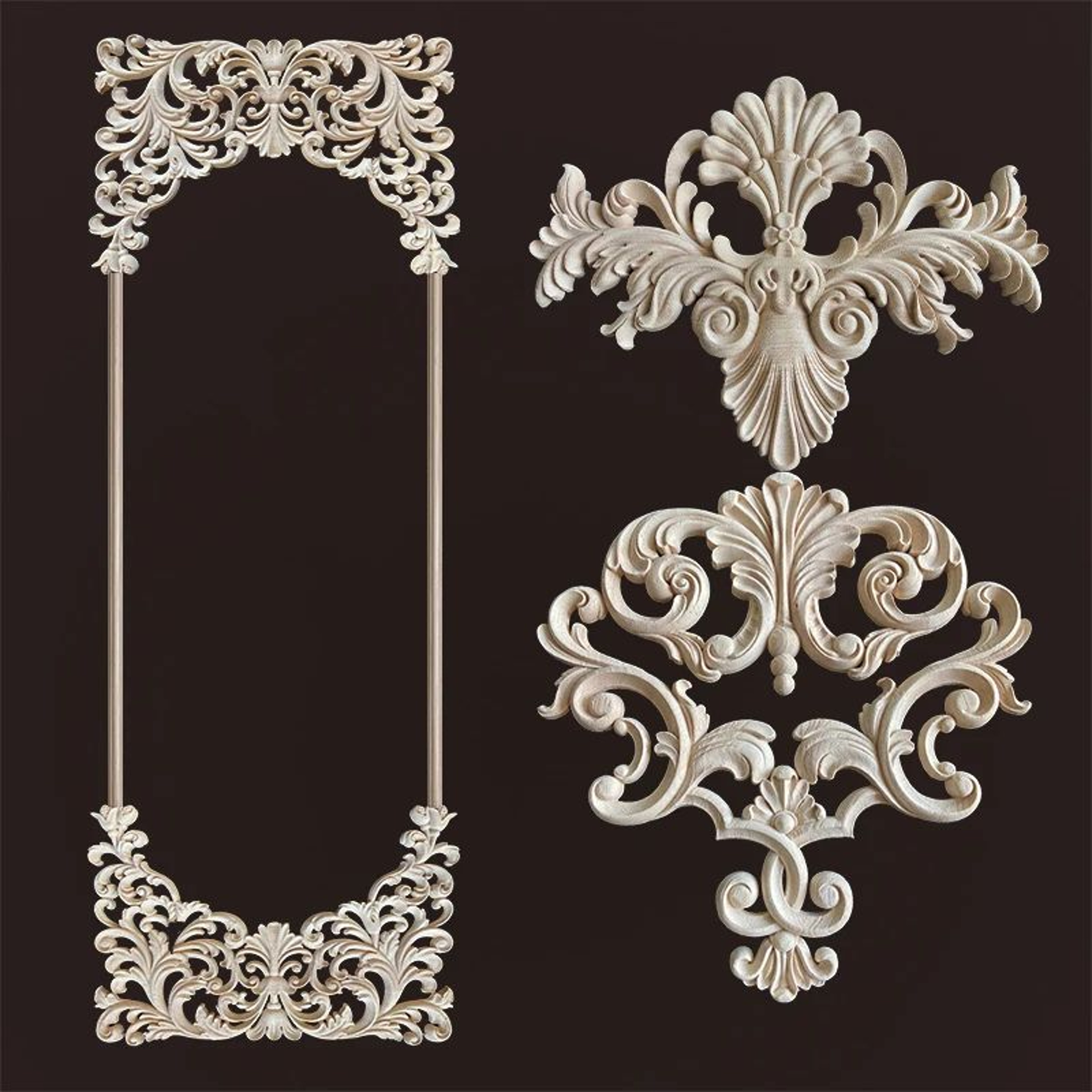 Wood Corner Appliques  Carved Floral Wood Onlays For Furniture  Wall Decor DIY Vintage Trim 2