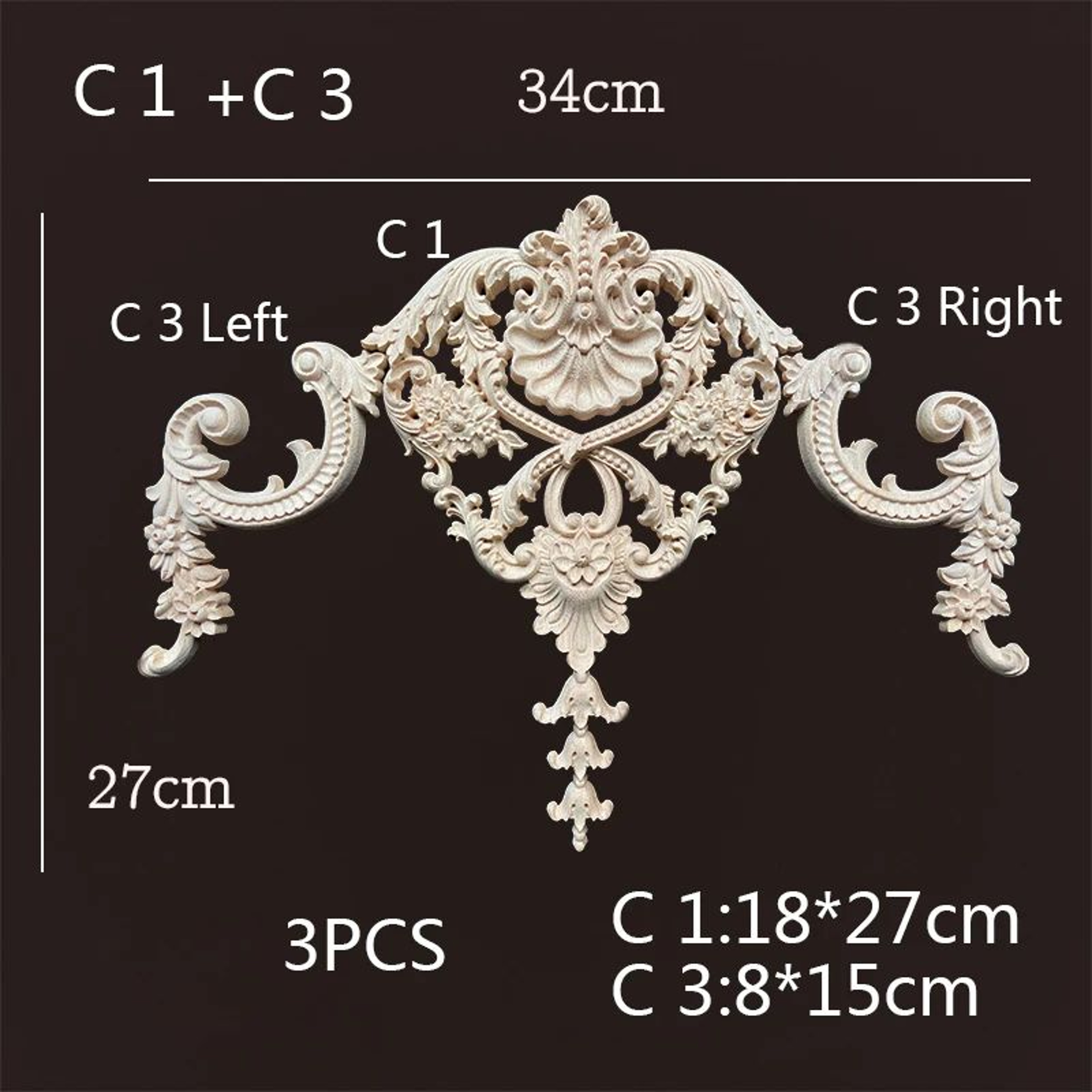Wood Corner Appliques  Carved Floral Wood Onlays For Furniture  Wall Decor DIY Vintage Trim 9