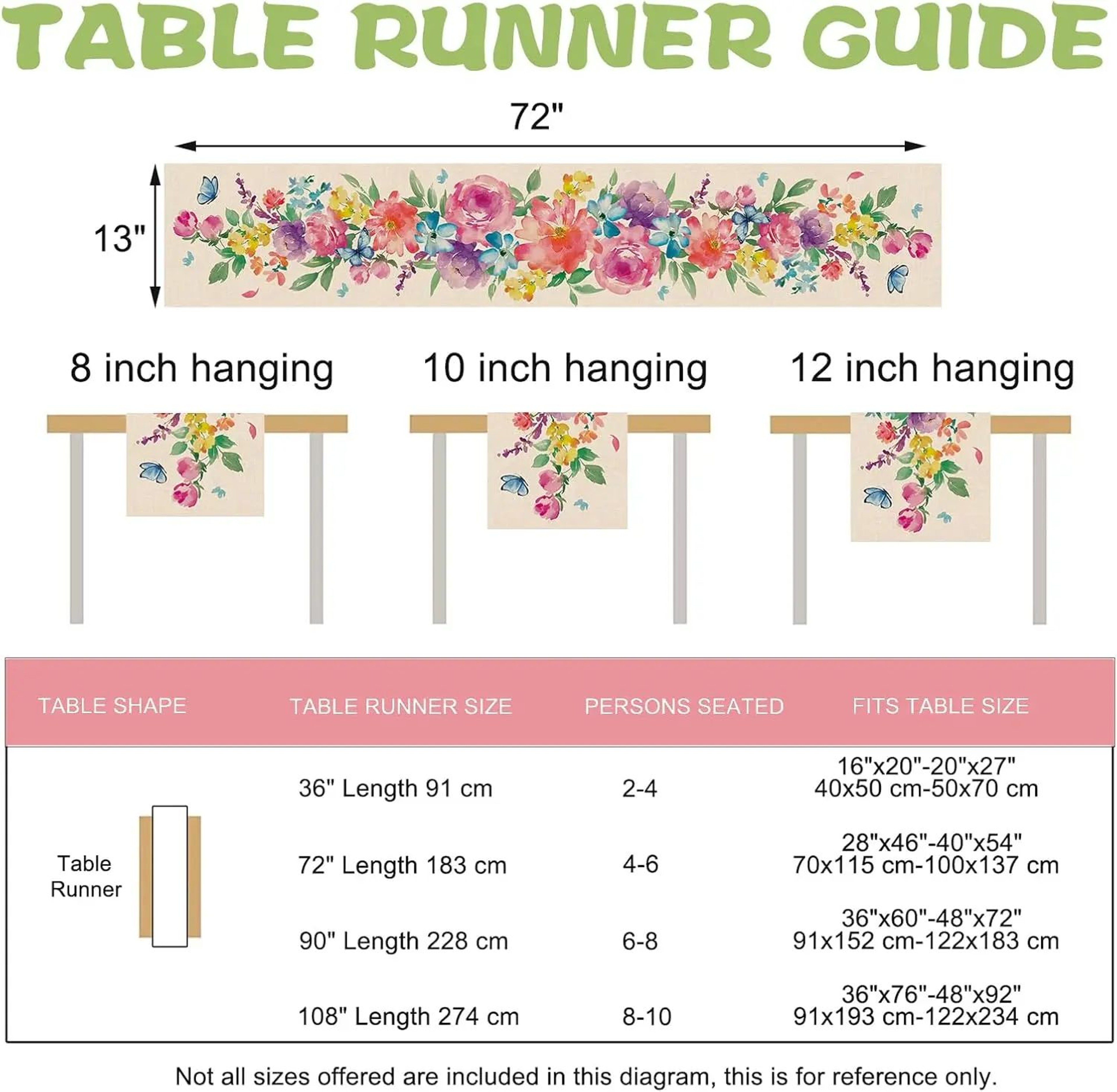 Floral Linen Table Runner  Spring Watercolor Butterfly Table Runner For Dining Wedding  Party Decor 4