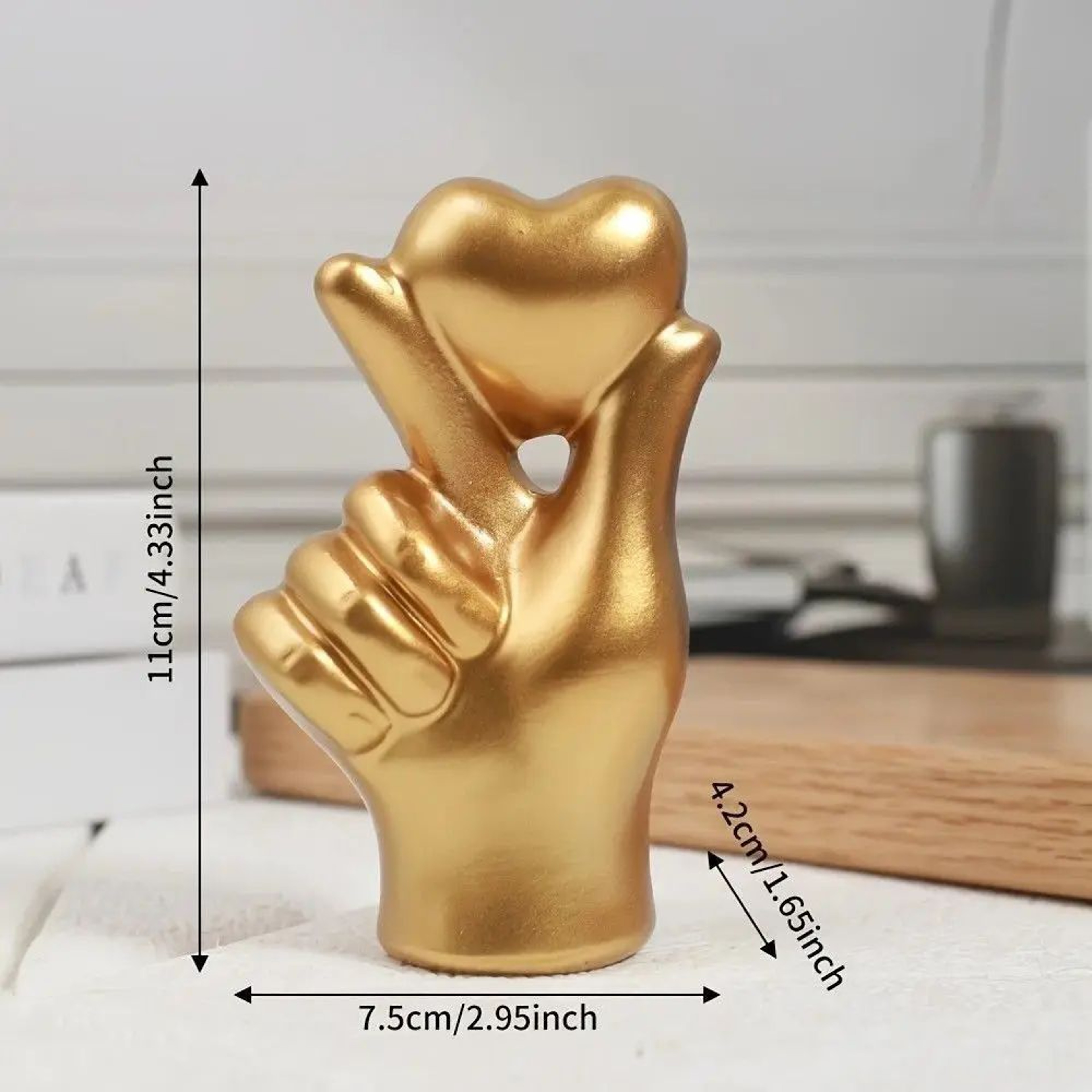 Valentines Resin Love Gesture Ornament  Romantic Hand Sculpture Modern Desktop Home Decor 4