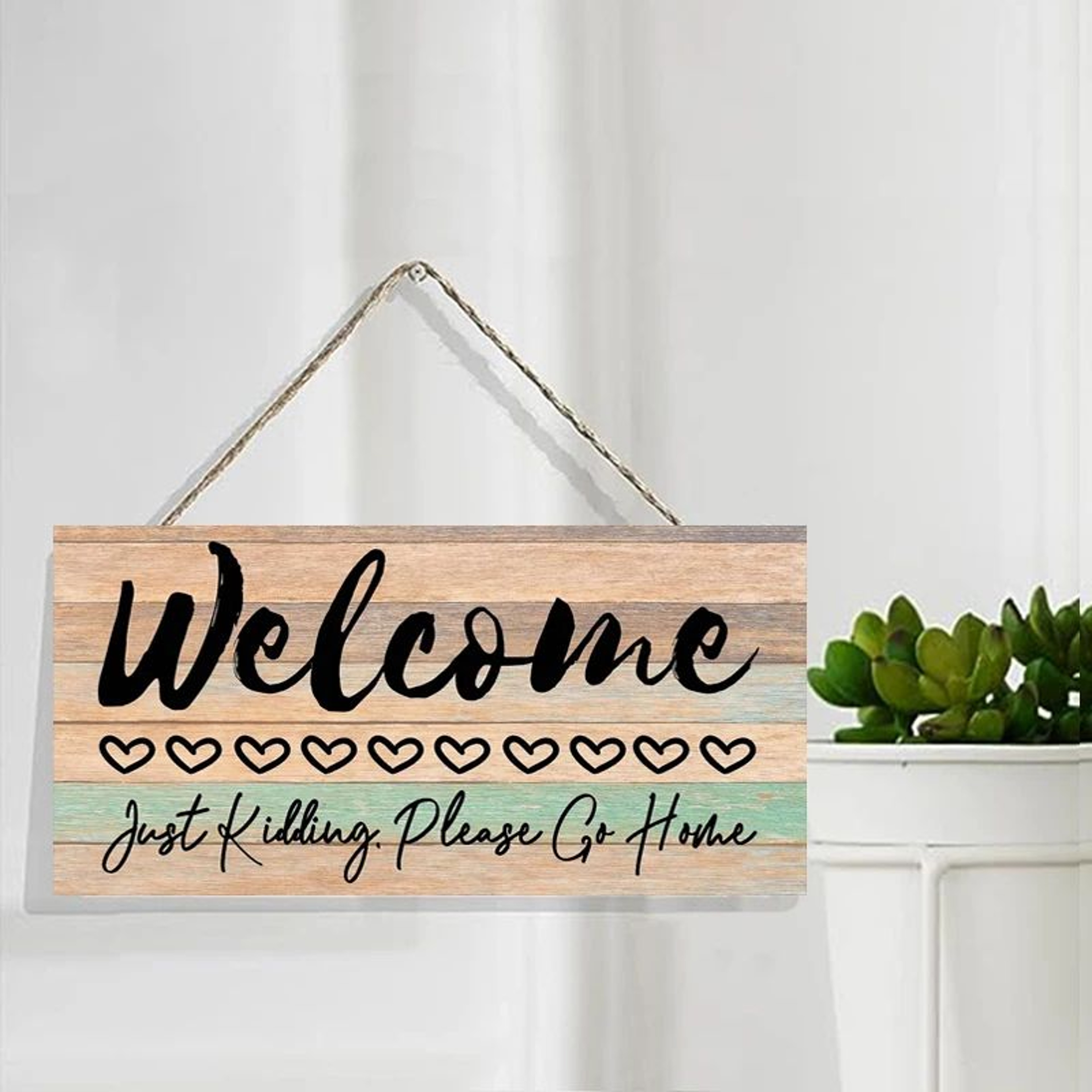 Rustic Welcome Wooden Wall Sign  Farmhouse Hanging Door Plaque For Home  Living Room Decor 0