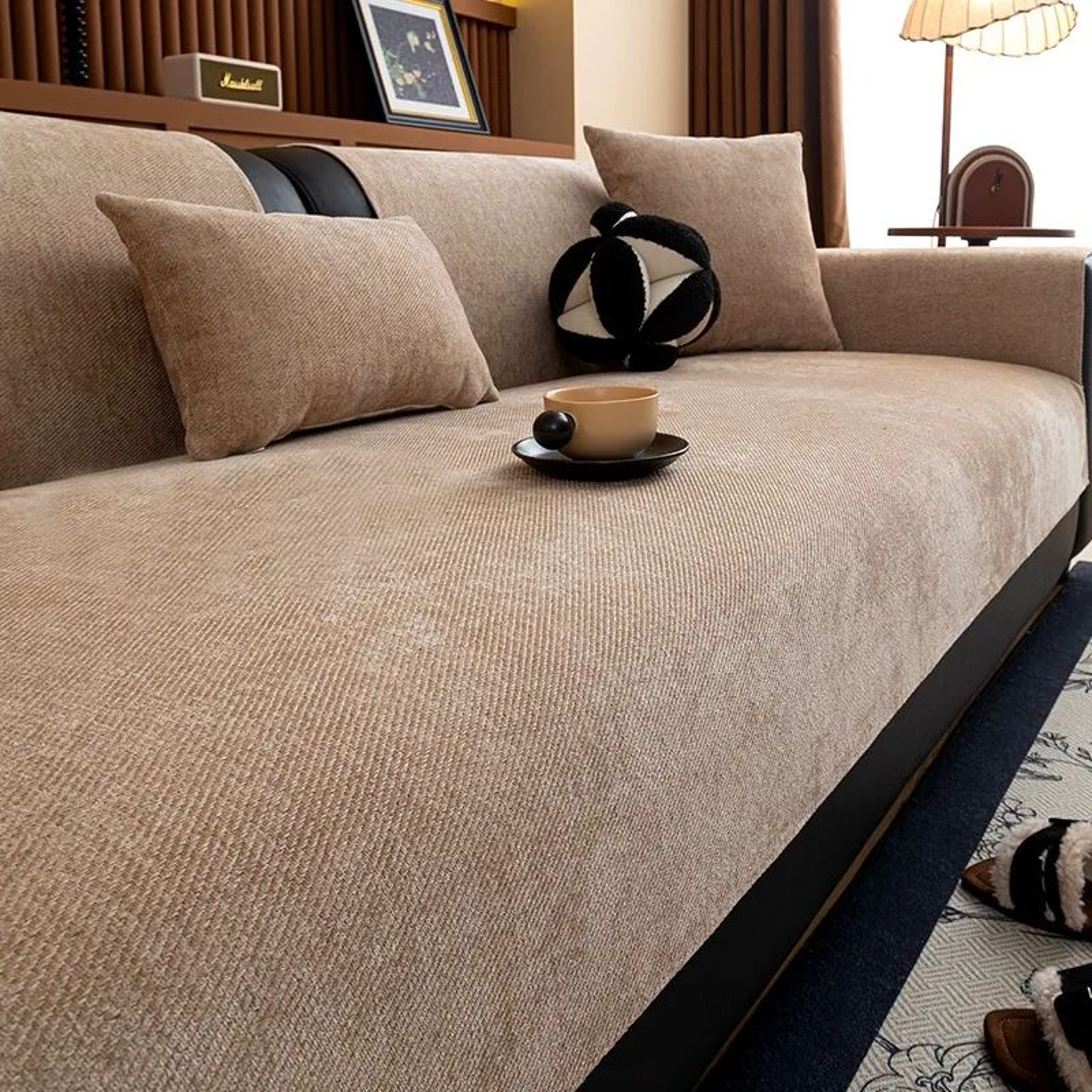 Minimalist Chenille Sofa Cover  AntiSlip Twill Couch Slipcover For AllSeason Living Room Decor 7