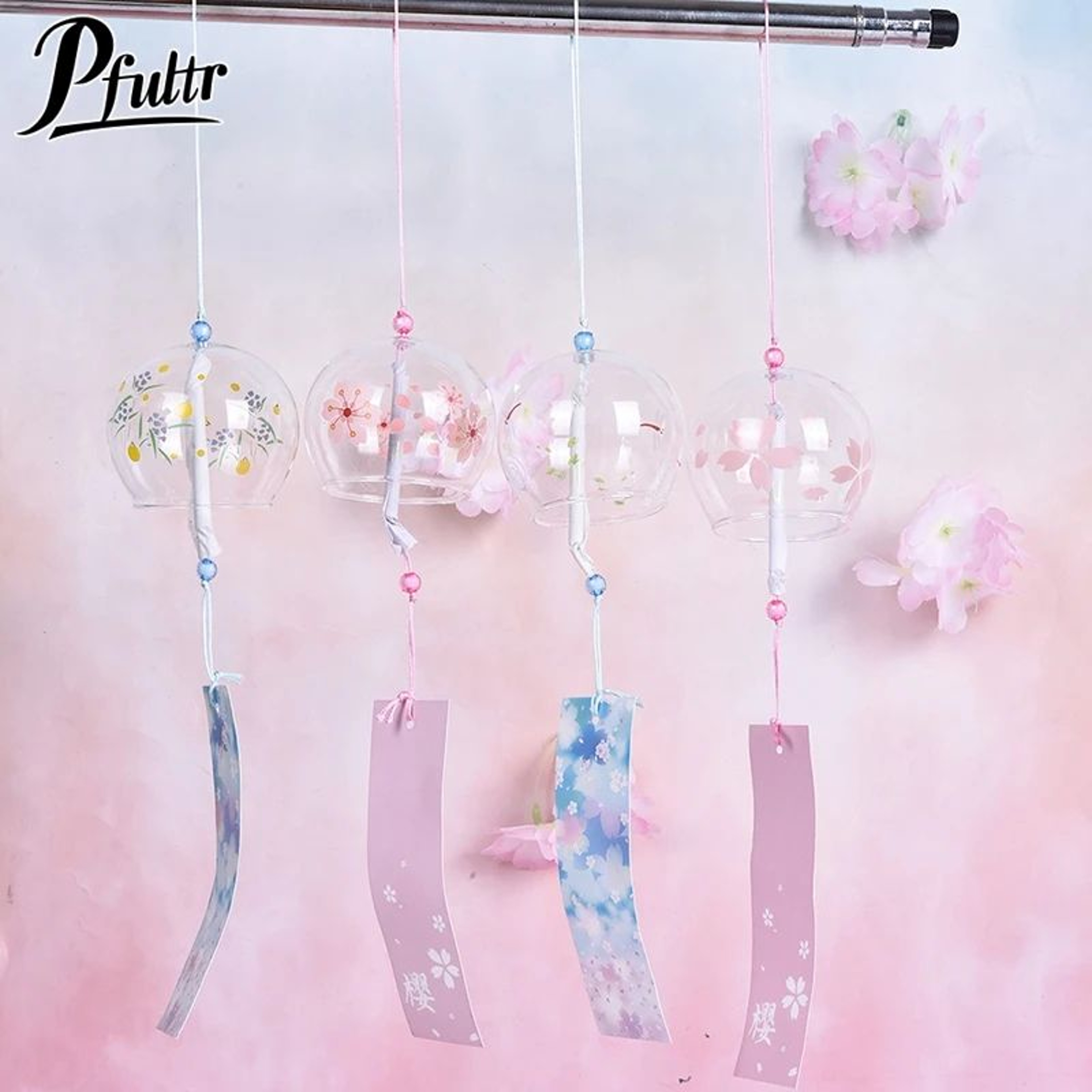 Japanese Sakura Glass Wind Chime  Handmade Clear Wind Bell Hanging Decor For Home  Garden 4