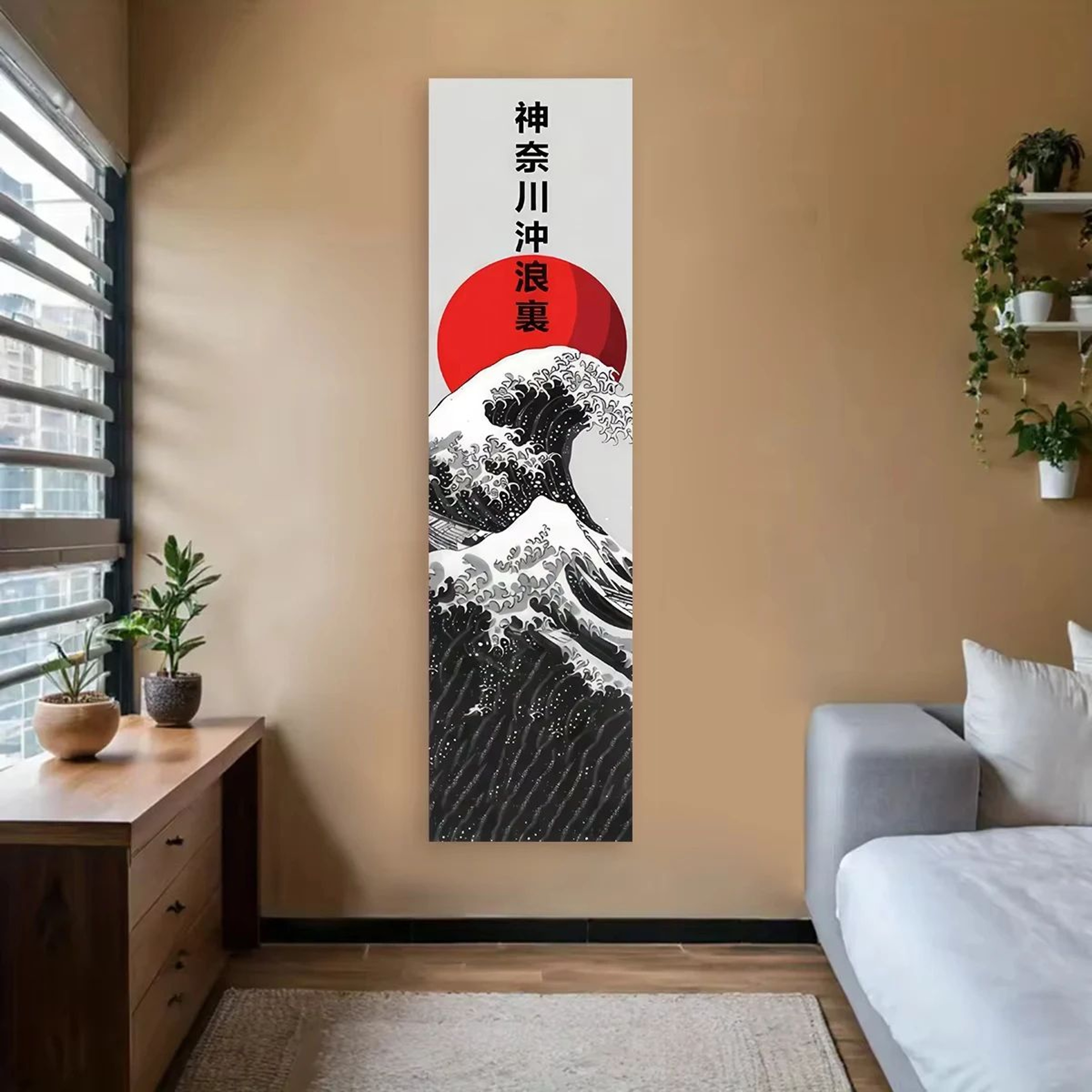 Japanese Wave Red Sun Tapestry  Aesthetic Ocean Wall Hanging Decor For Home 2