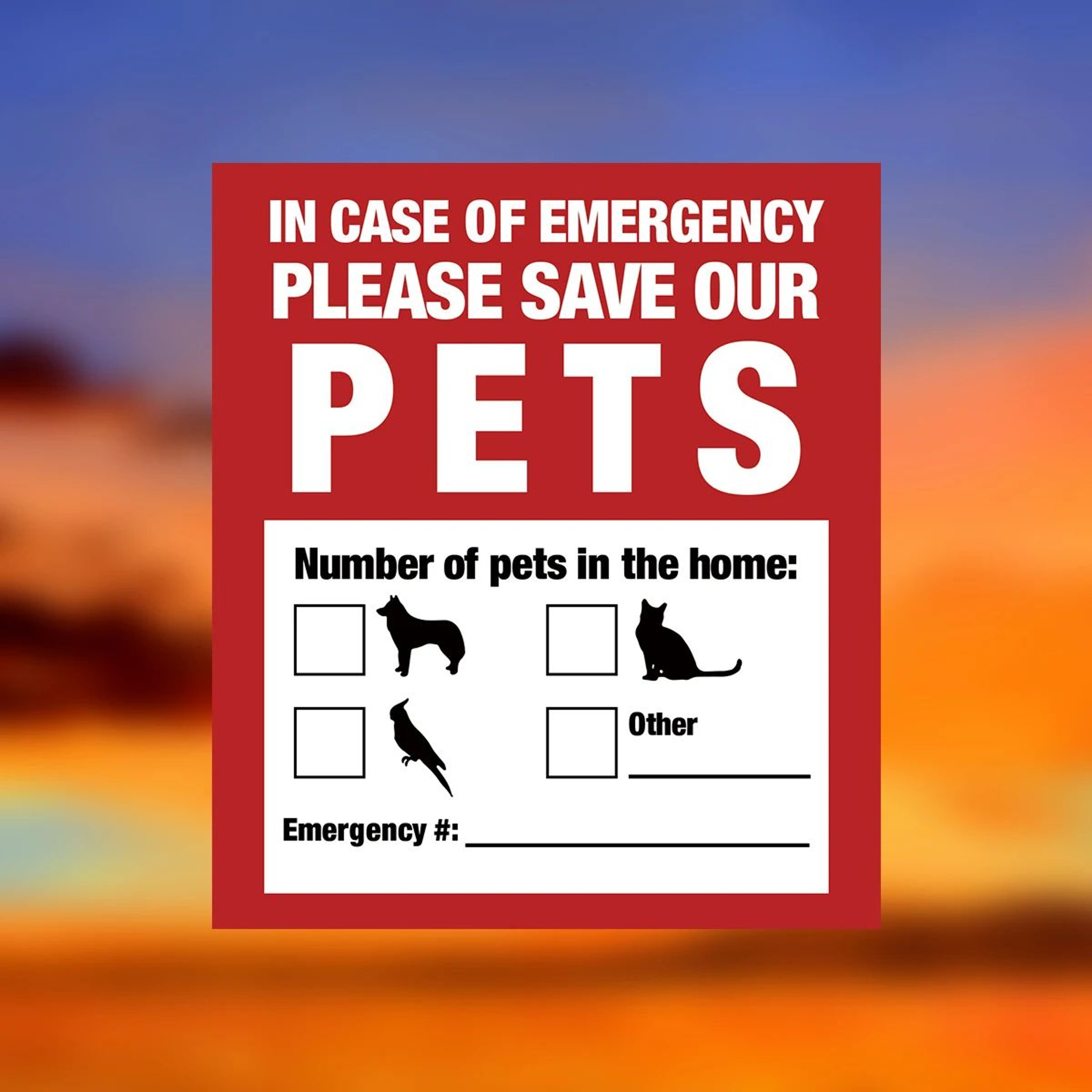 Pet Alert Window Stickers  Emergency Rescue Static Cling Decals 4 Pack Save My Pets Sign 8