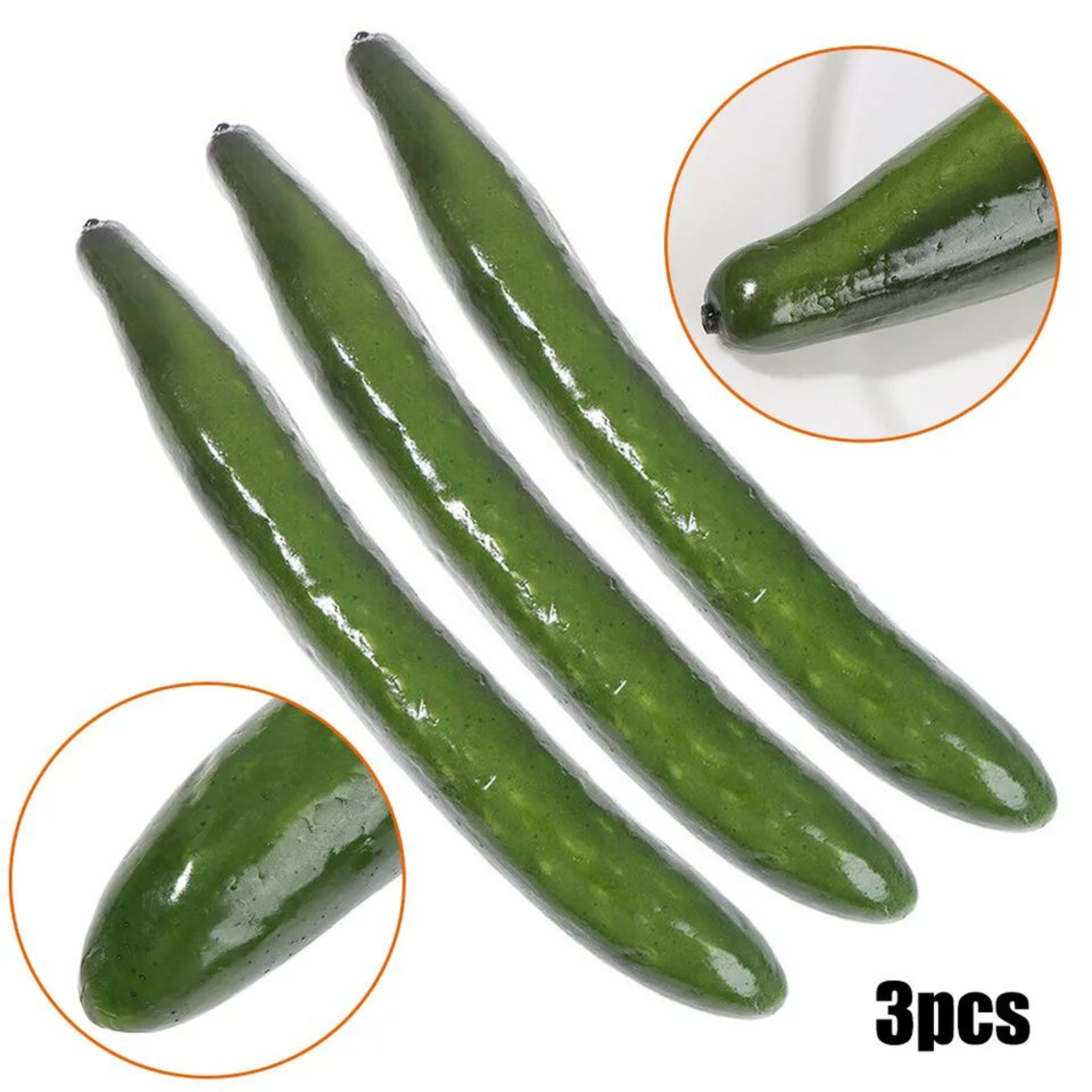 RealTouch Lifelike Artificial Cucumber Set  3Pcs Foam Simulation Vegetable Kitchen Decor 5