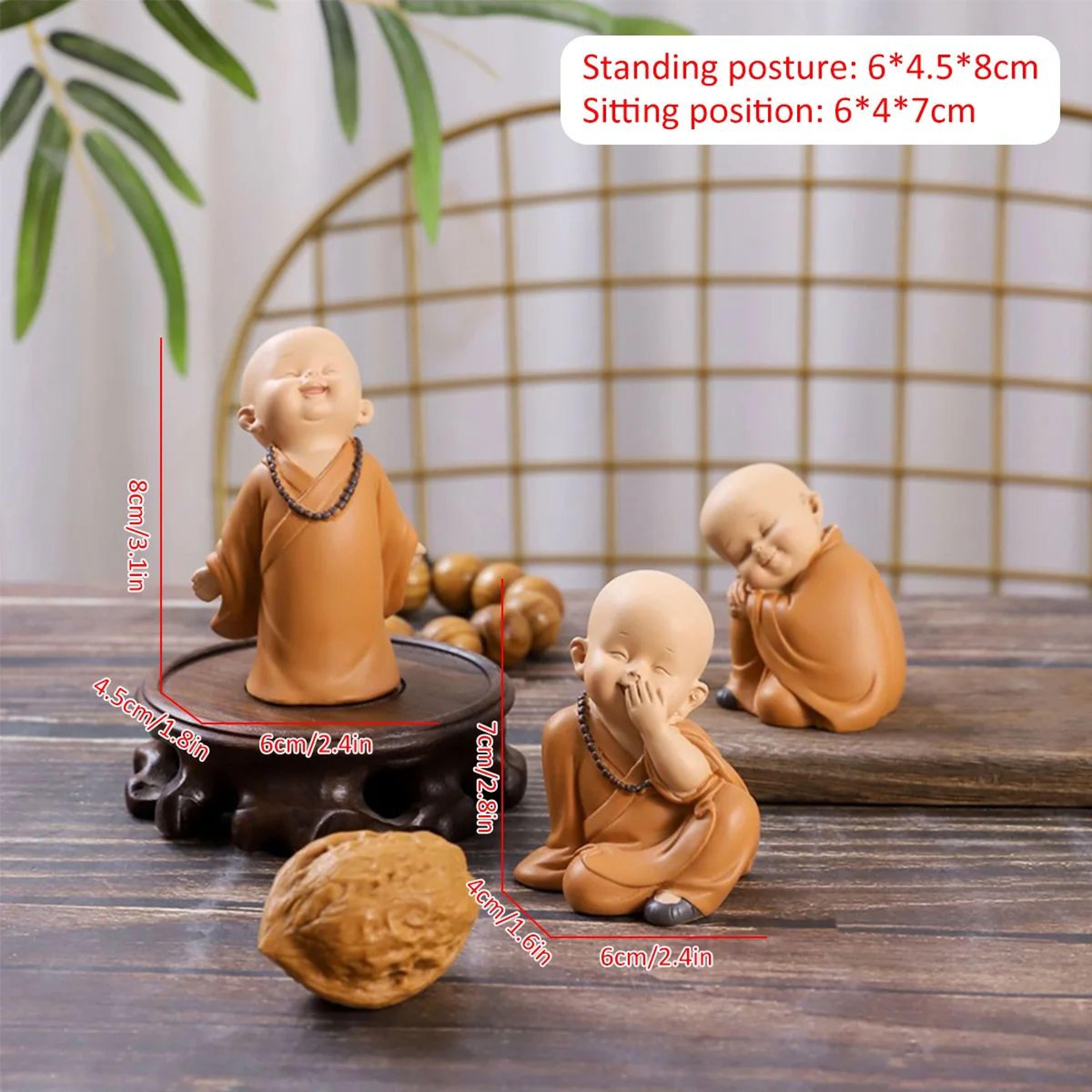 Cute Little Monk Resin Figurine  Handmade Buddha Monk Statue For Desk Decor Home Decor  Gift Idea 3