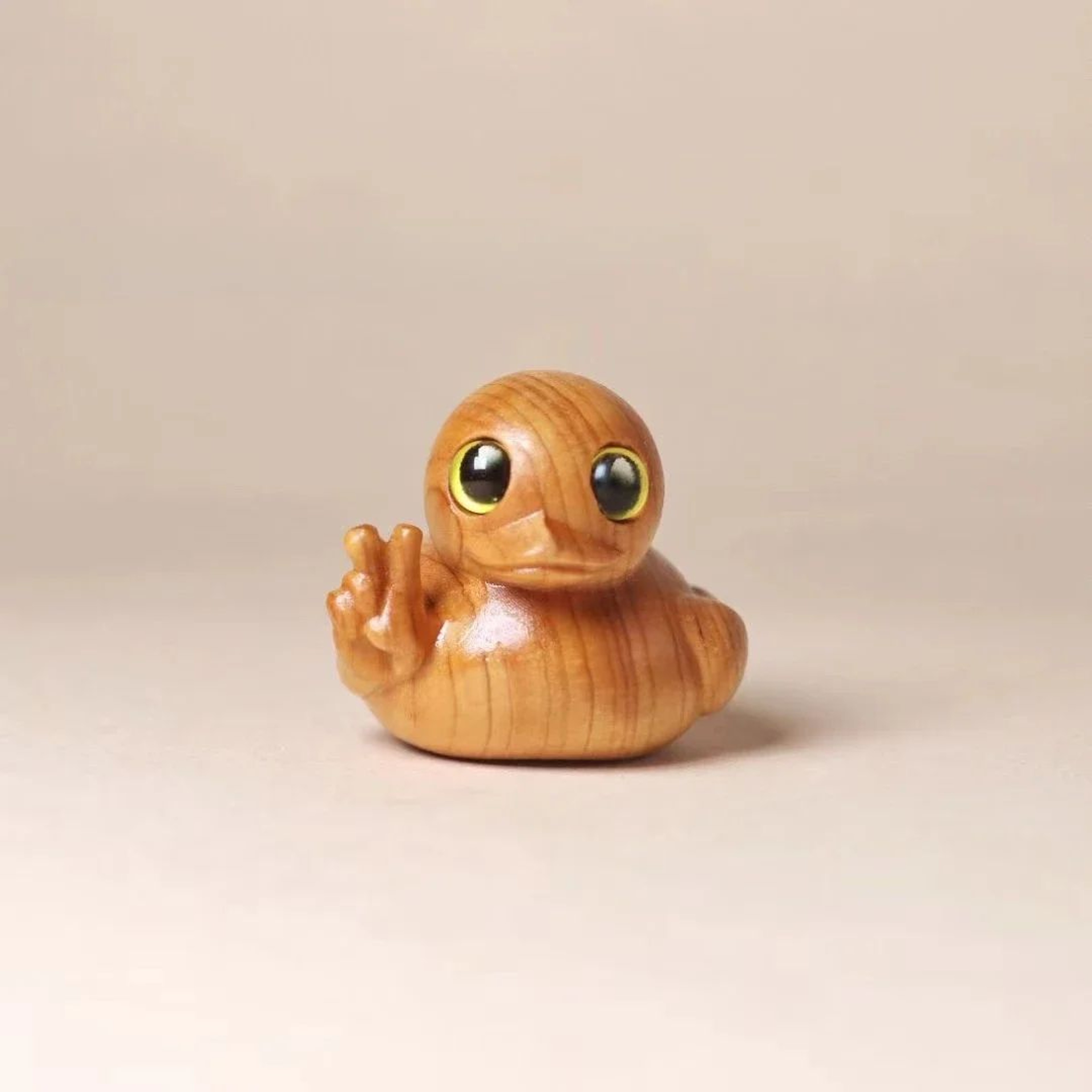Funny Middle Finger Duck Wooden Figurine  Cheeky Mini Desk Decor  Humorous Gift Statue 9