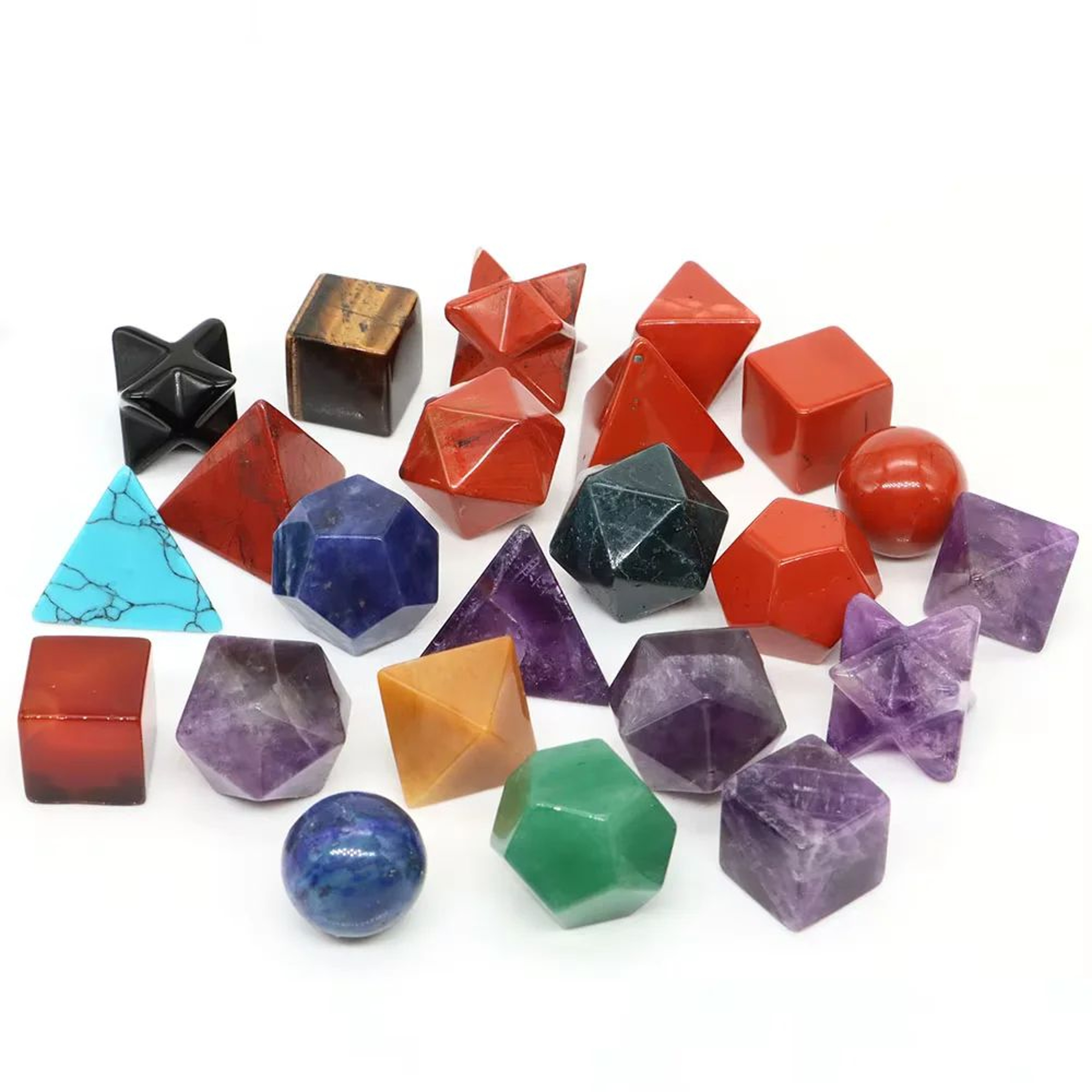 7Piece Platonic Solid Crystal Set  Natural Sacred Geometry Stones For Reiki Chakra Healing  Meditat 1
